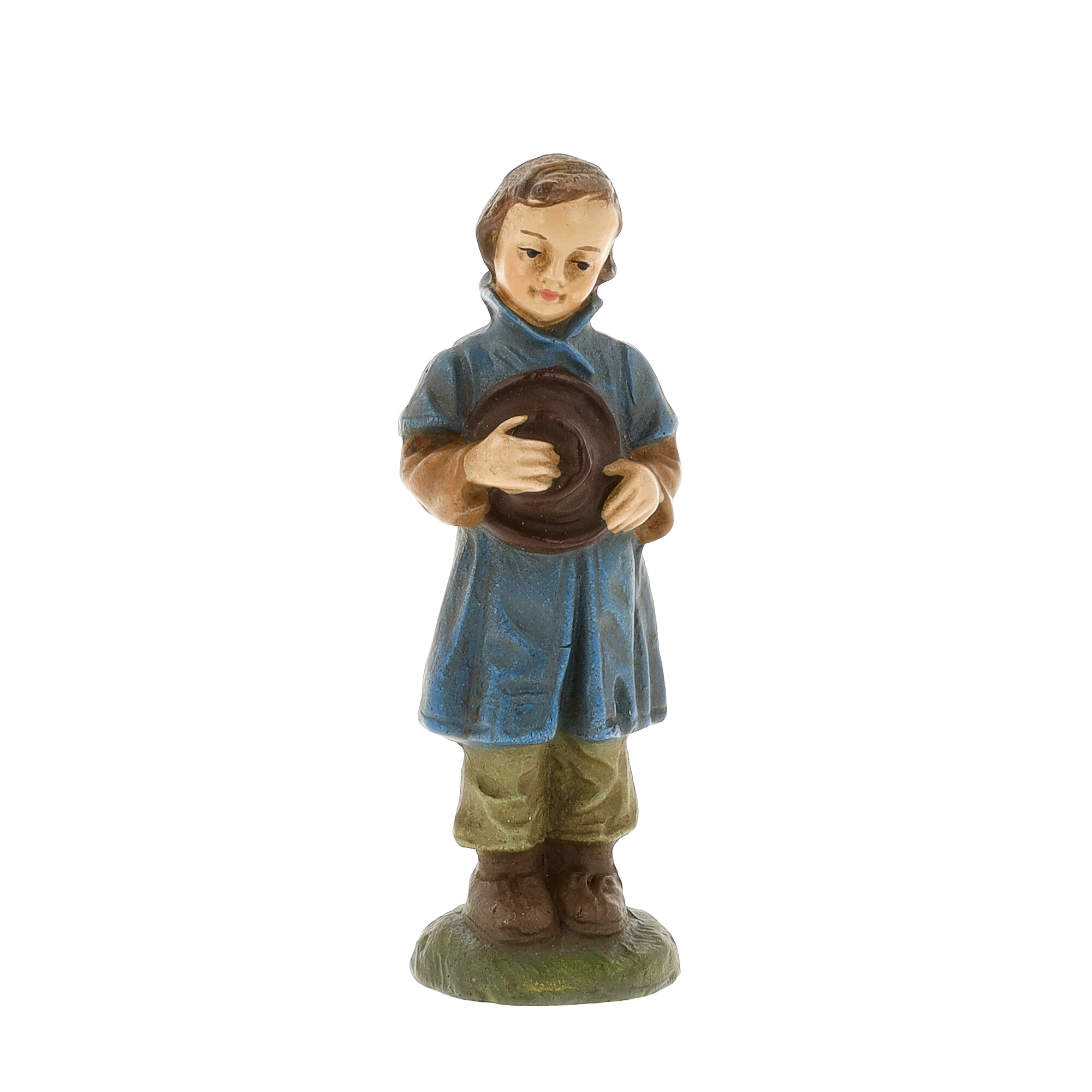 Figur: Junge mit Hut im blauen Mantel