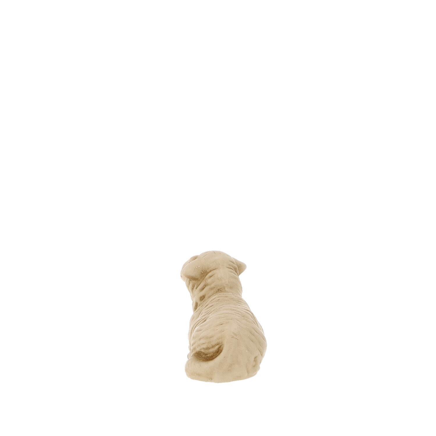 Beige Hund-Dekofigur, sitzend, Rückansicht