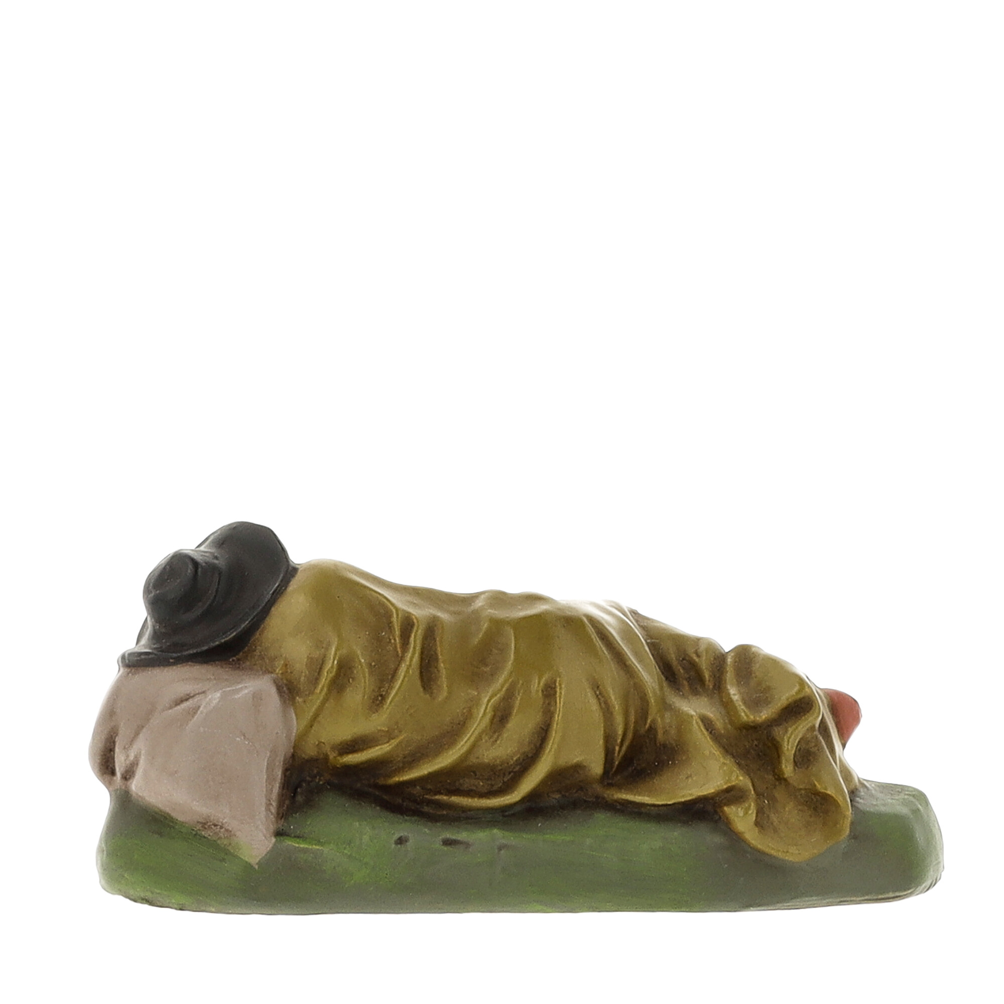 Krippenfigur: schlafender Hirte liegend, bemalt