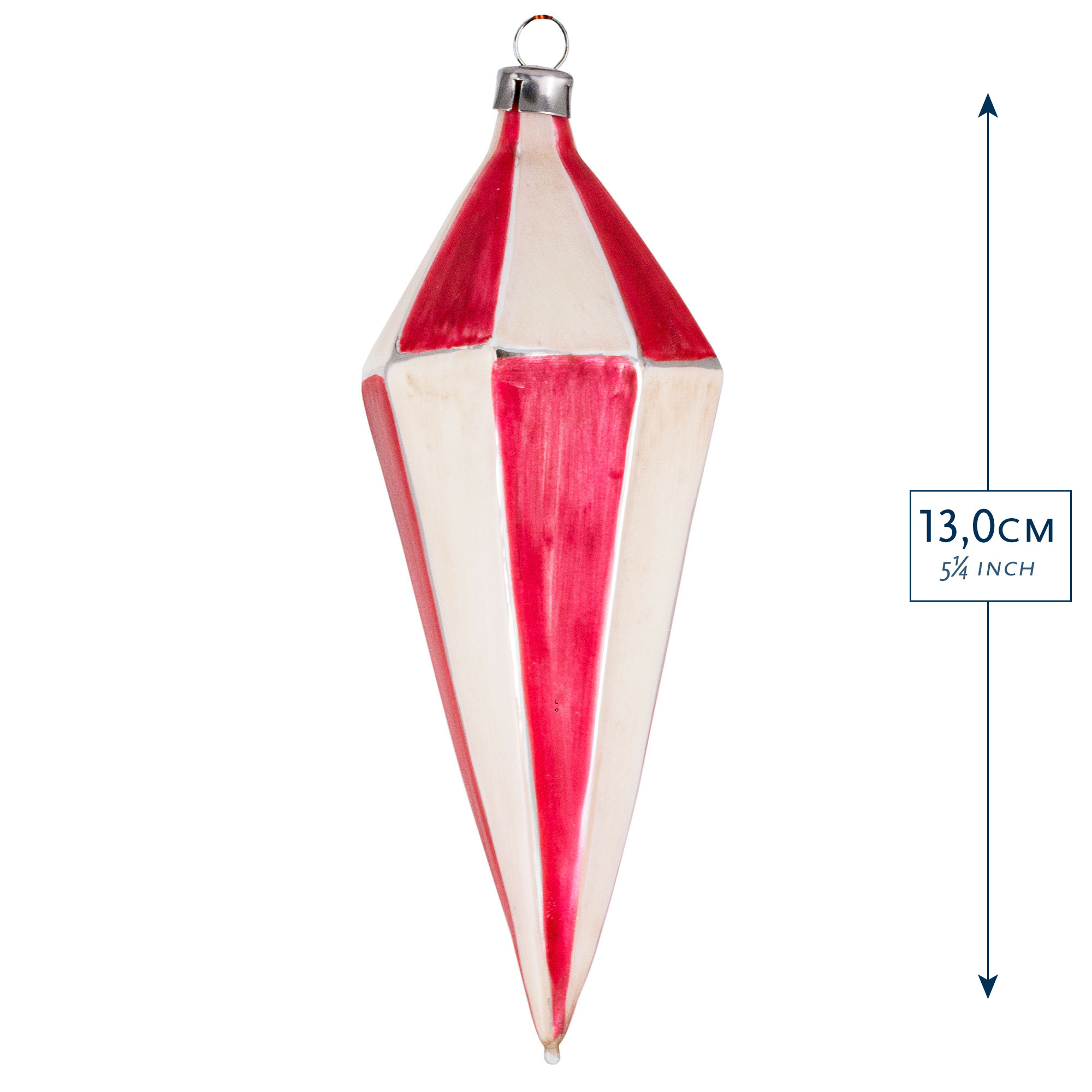 Weihnachtsanhänger Diamant rot-weiß, 13 cm