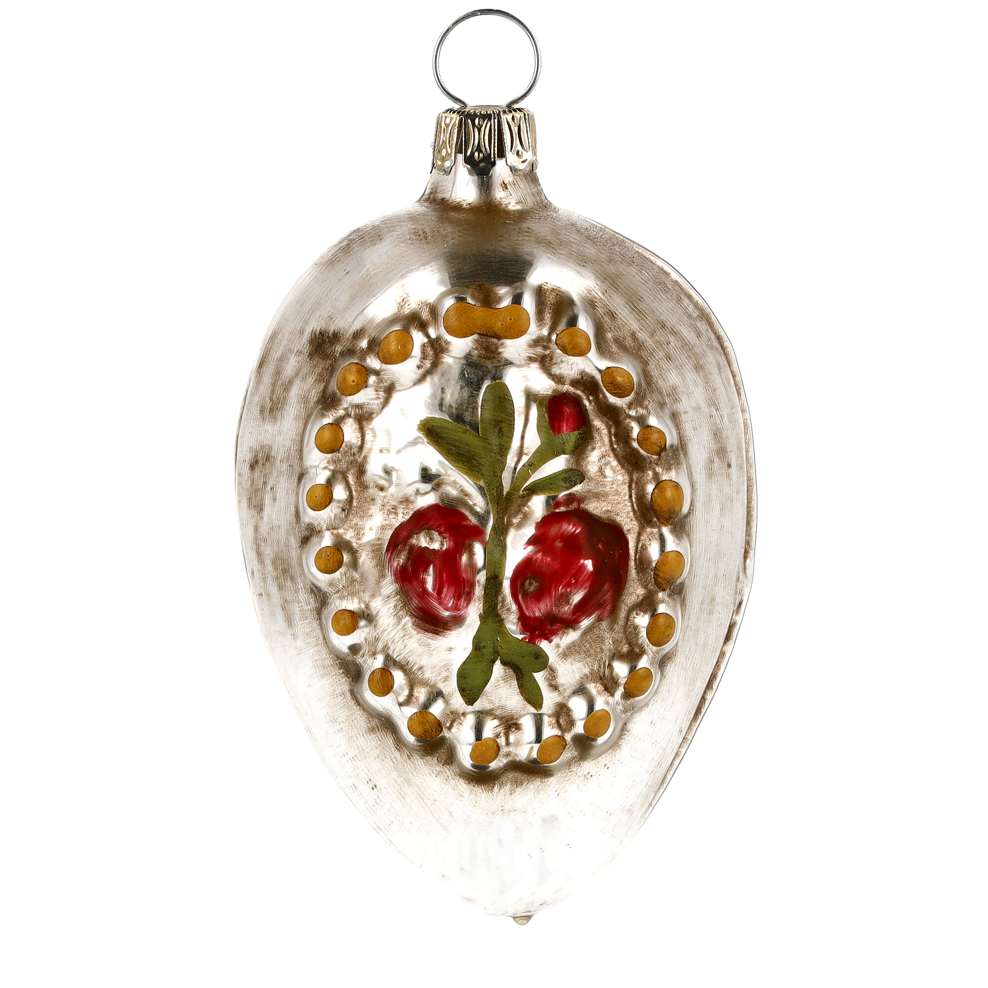 Nostalgisches Glasornament - Kreuz und Rosenblüten