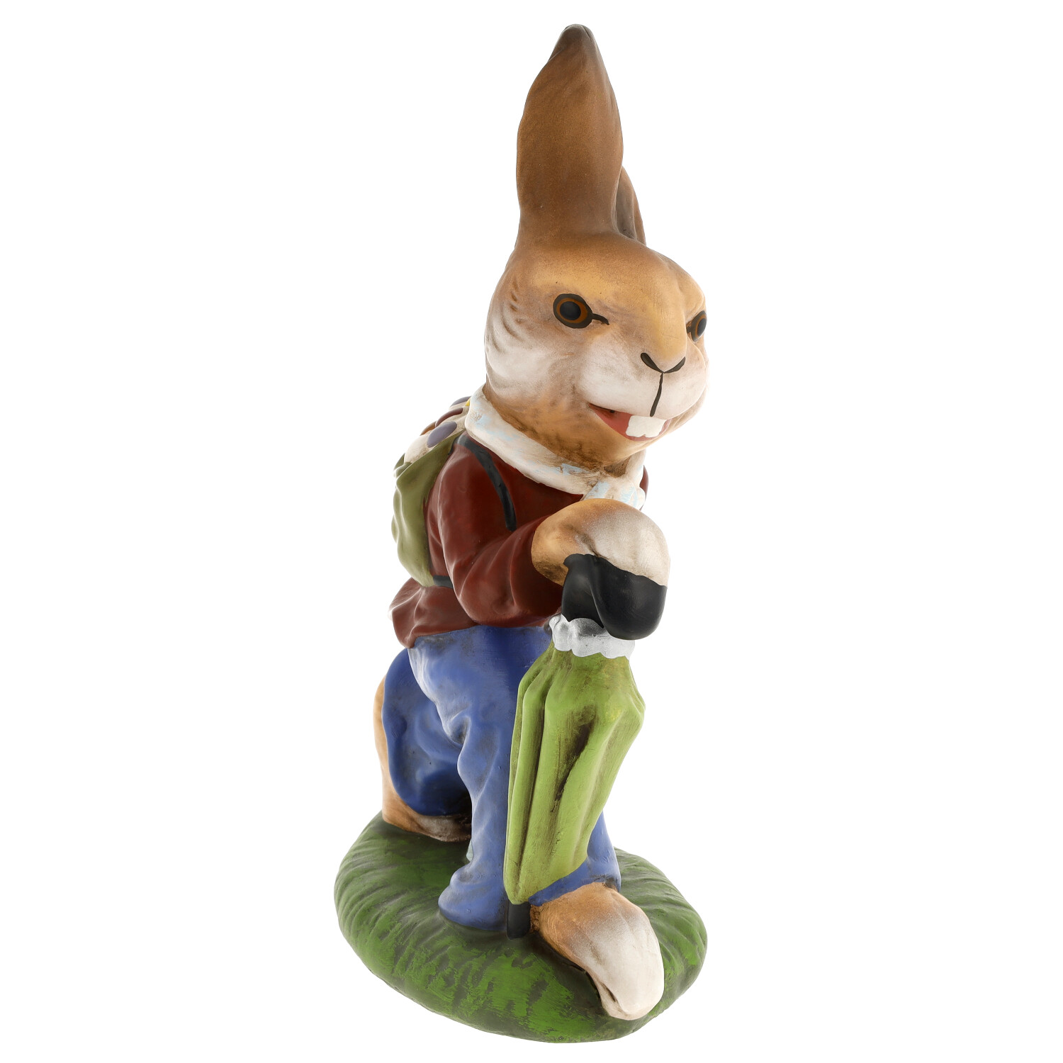 Keramik-Osterhase mit Schirm, bunte Dekofigur