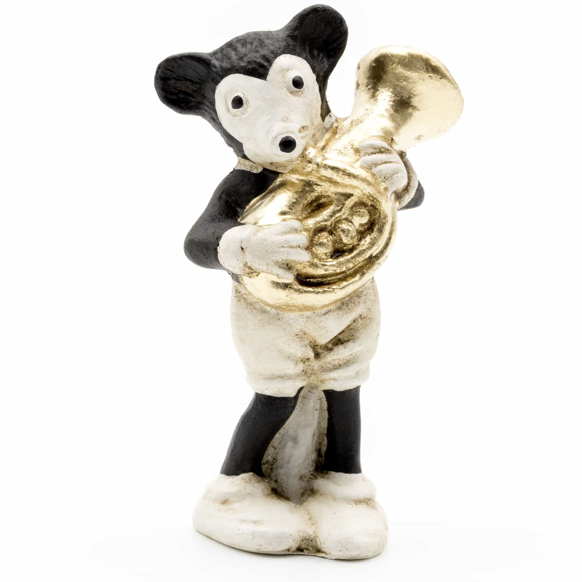 Maus-Dekofigur mit goldener Tuba