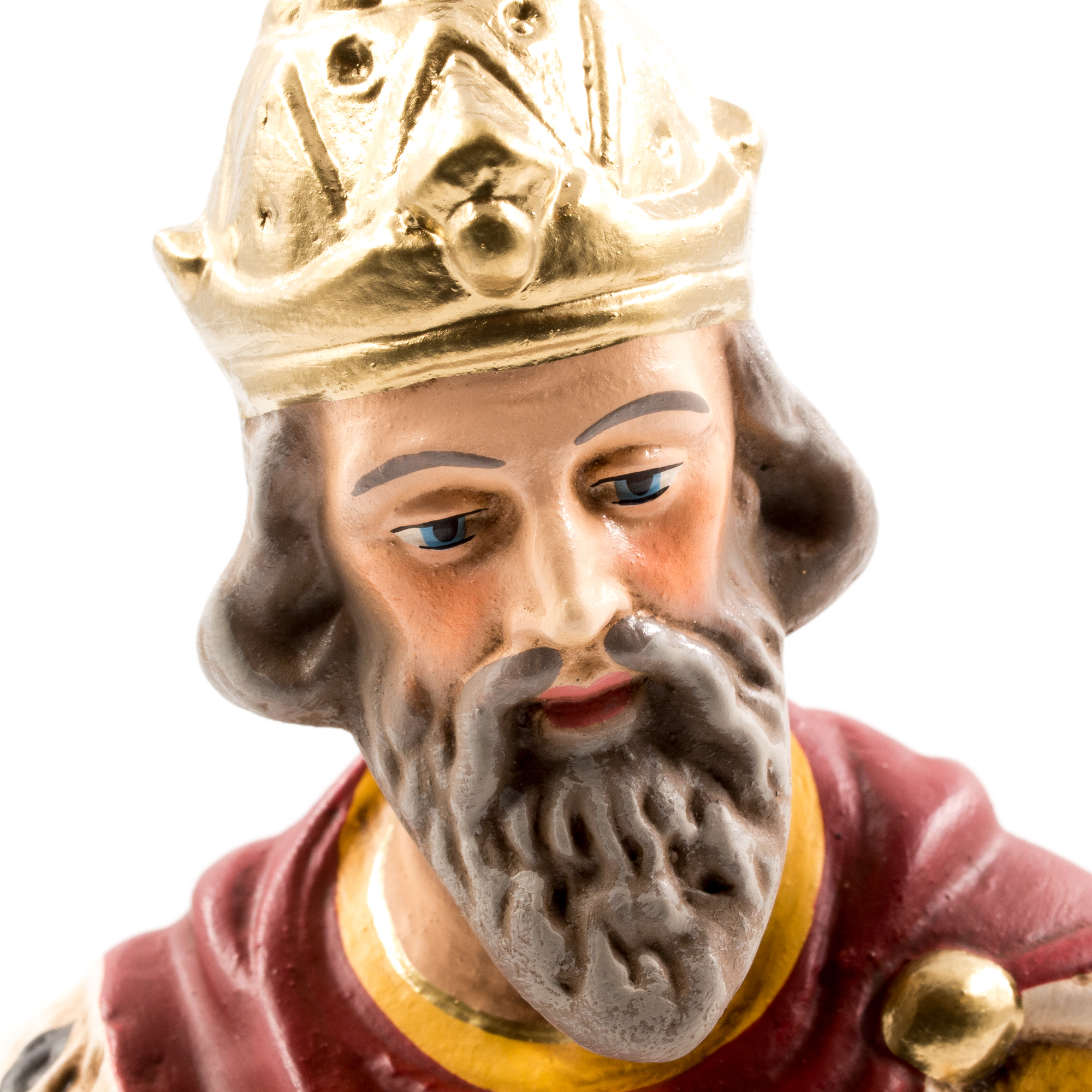 Nahaufnahme handbemalte Königsfigur mit Krone