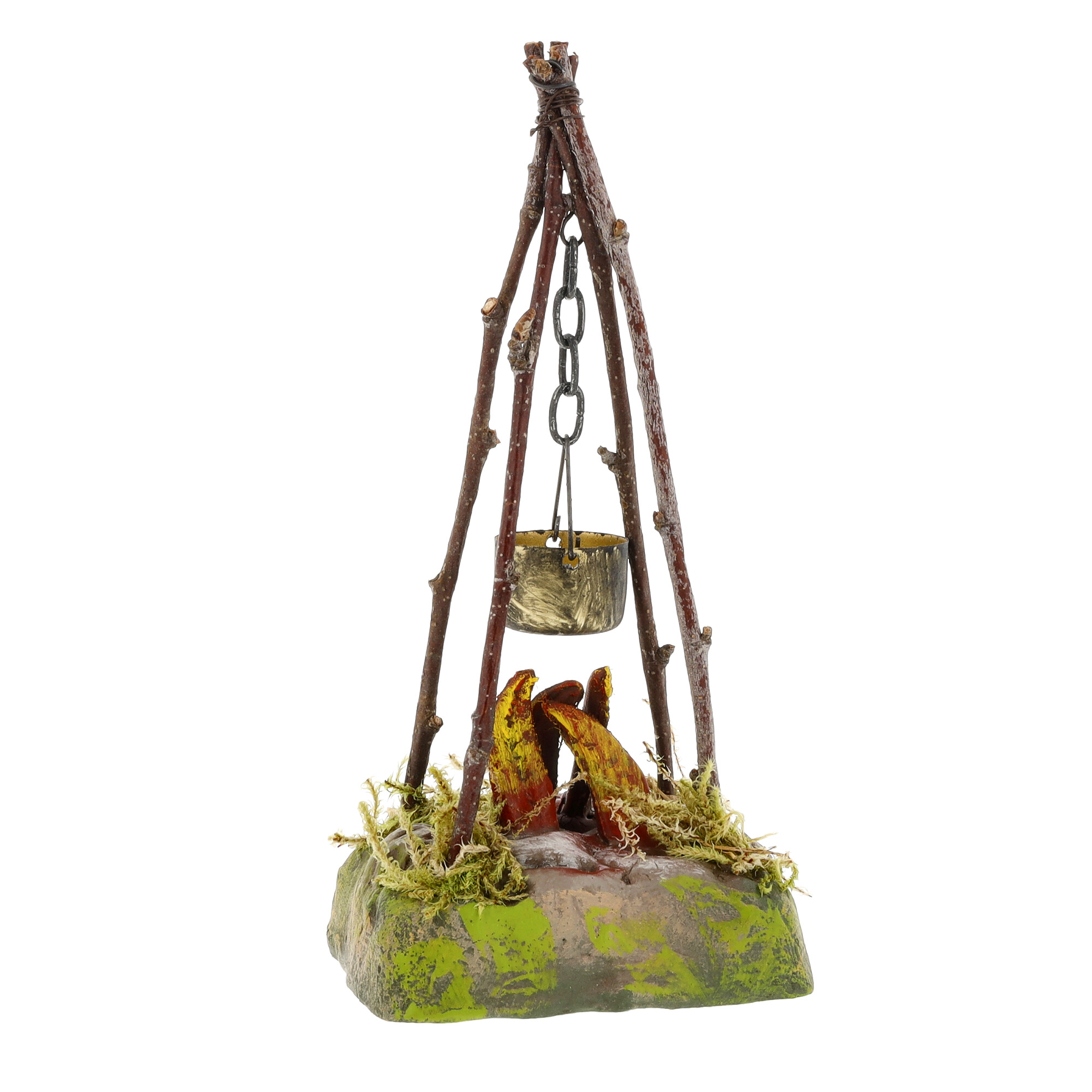 Hirtenfeuer mit Kessel für 9 - 10cm Krippenfiguren - Original MAROLIN® - Krippenzubehör für Ihre Weihnachtskrippe - Made in Germany