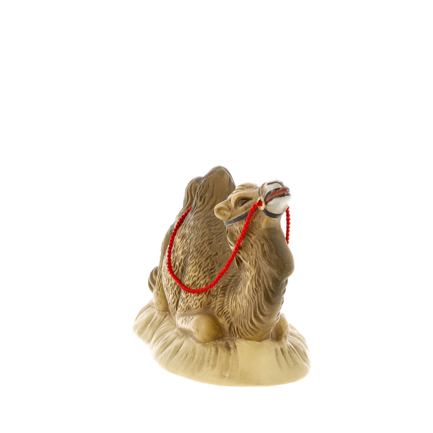Krippenfigur Kamel, braun, mit rotem Halfter