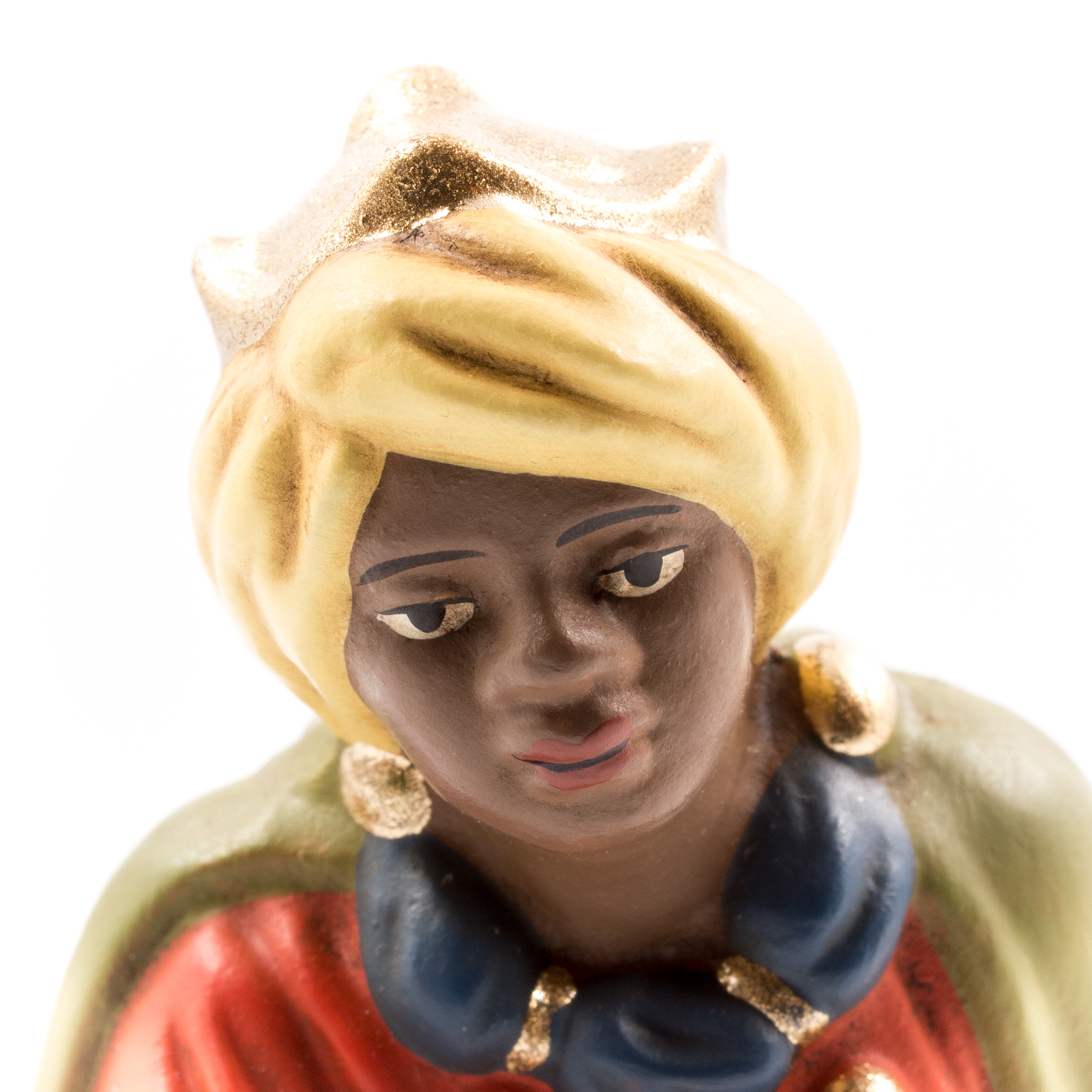 Handbemalte Krippenfigur König mit Turban, Detail