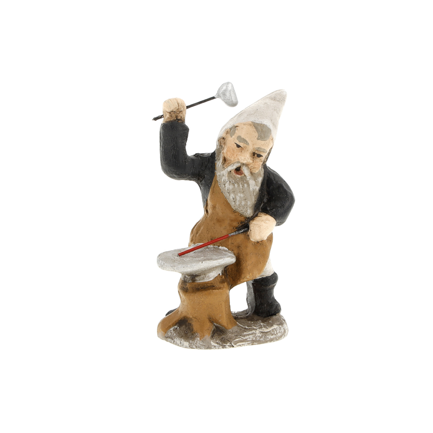 Gartenzwerg-Schmied Figur am Amboss mit Hammer