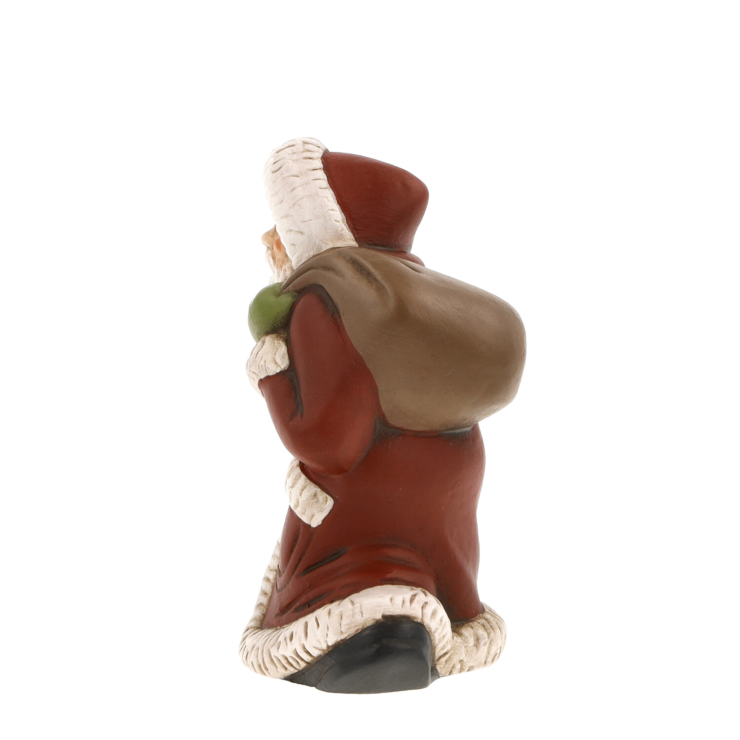 Dekofigur Weihnachtsmann mit Sack in Rot, Rückansicht