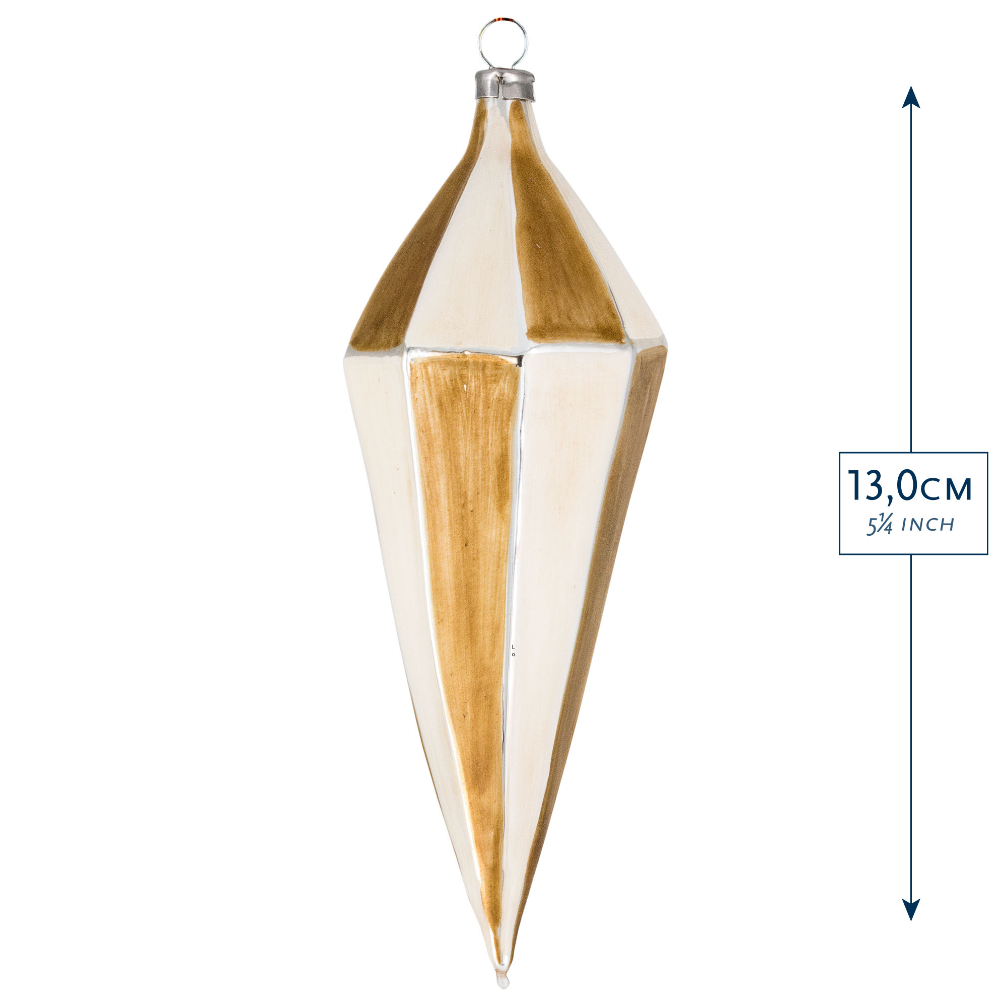 Facettierter Glasanhänger Gold/Weiß, 13 cm