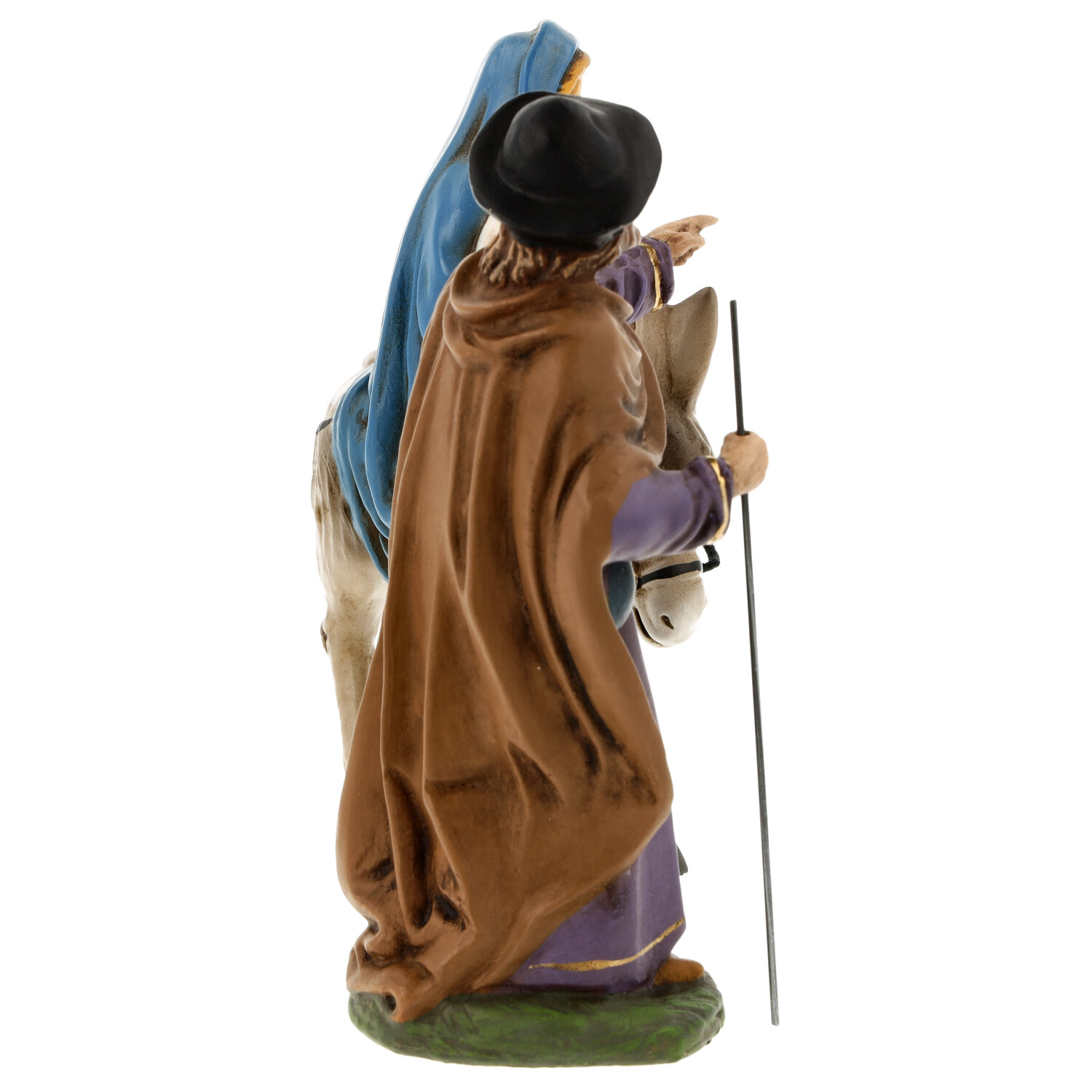 Krippenfigur: Josef und Maria auf Esel, handbemalt