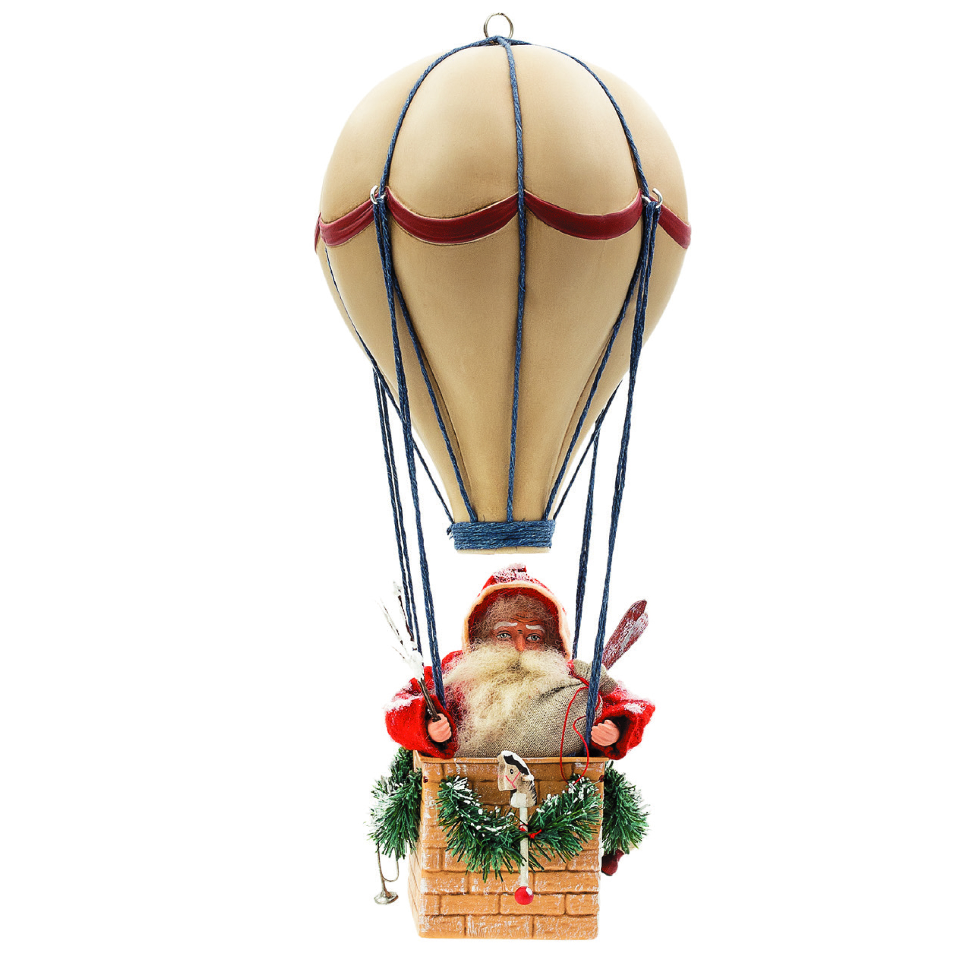 Christbaumschmuck: Weihnachtsmann im Heißluftballon