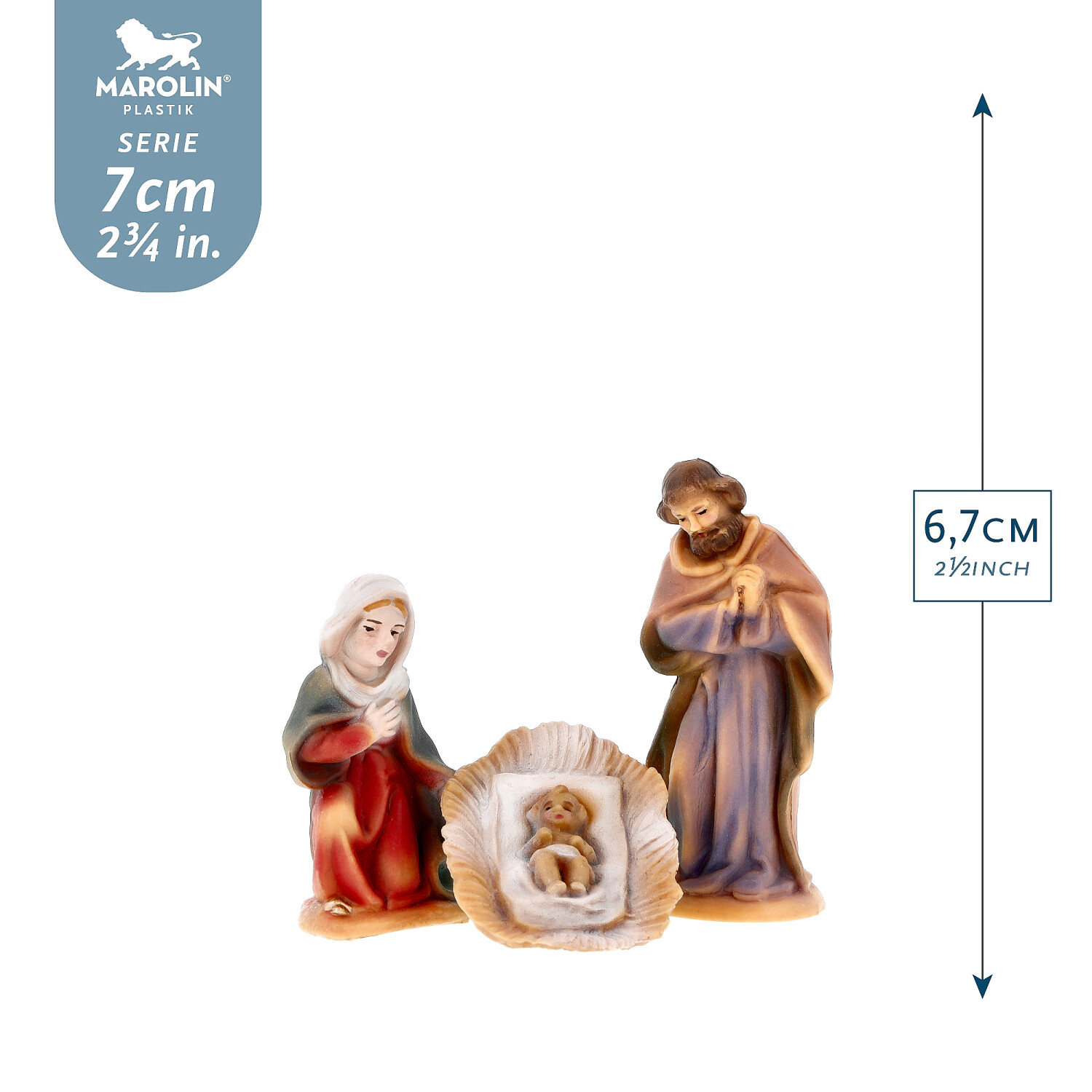 Heilige Familie 3-teilig, MAROLIN Plastik, 7 cm
