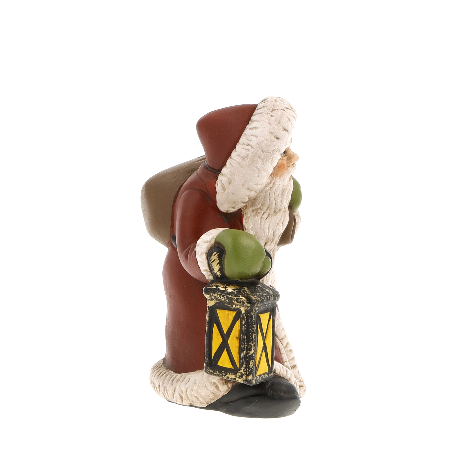 Weihnachtsmann-Figur mit Laterne, rot