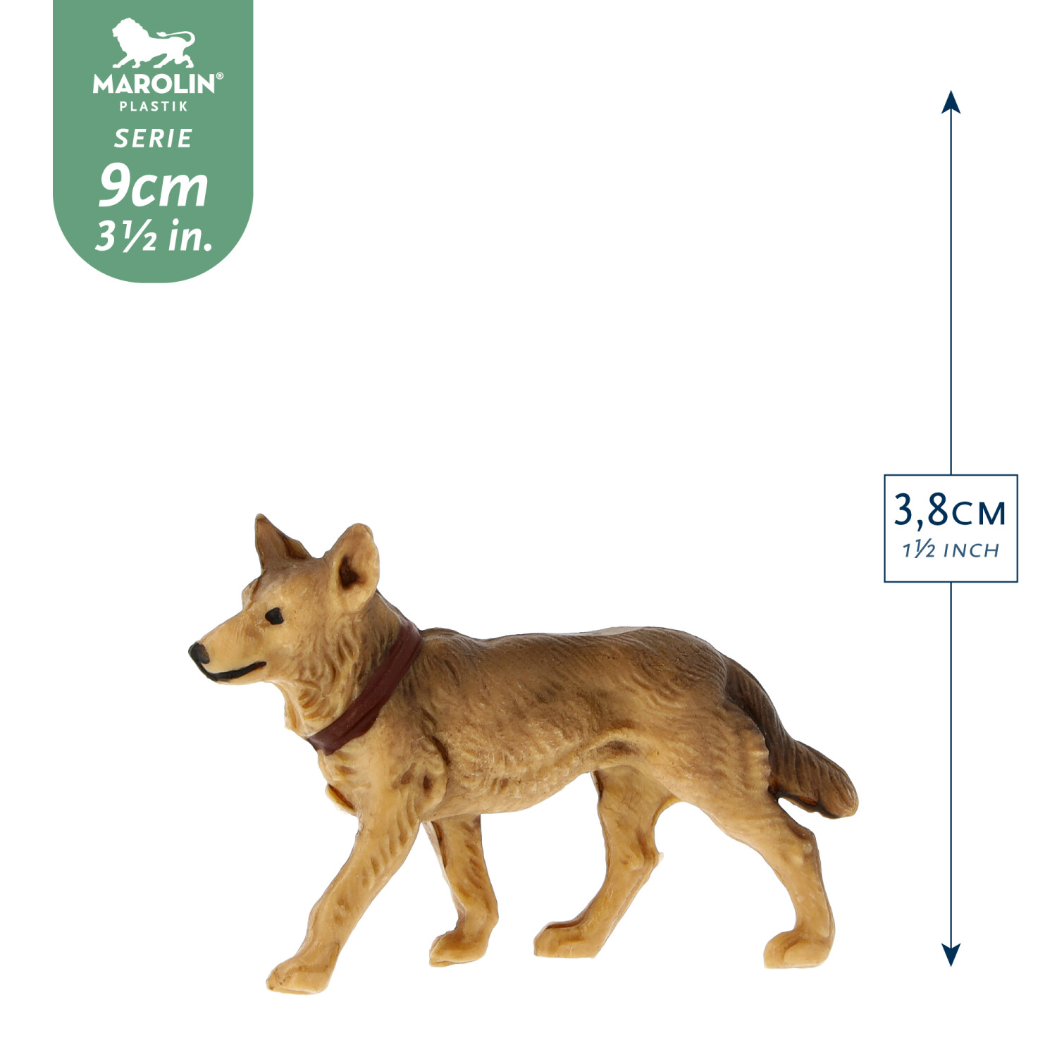 Braune Hundefigur aus Plastik mit Halsband, 9 cm