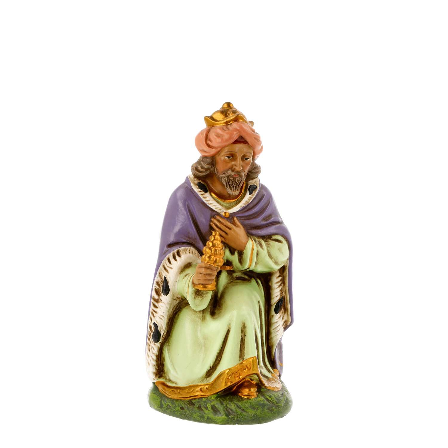 Heilige-Drei-Könige-Figur, kniend, mit Geschenk