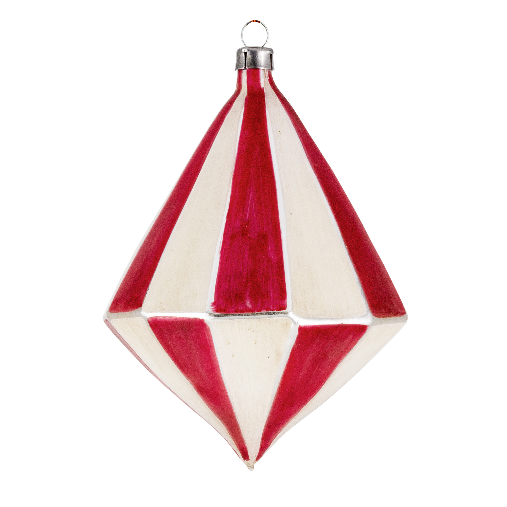Rot-weißer Weihnachtsanhänger in Diamantform