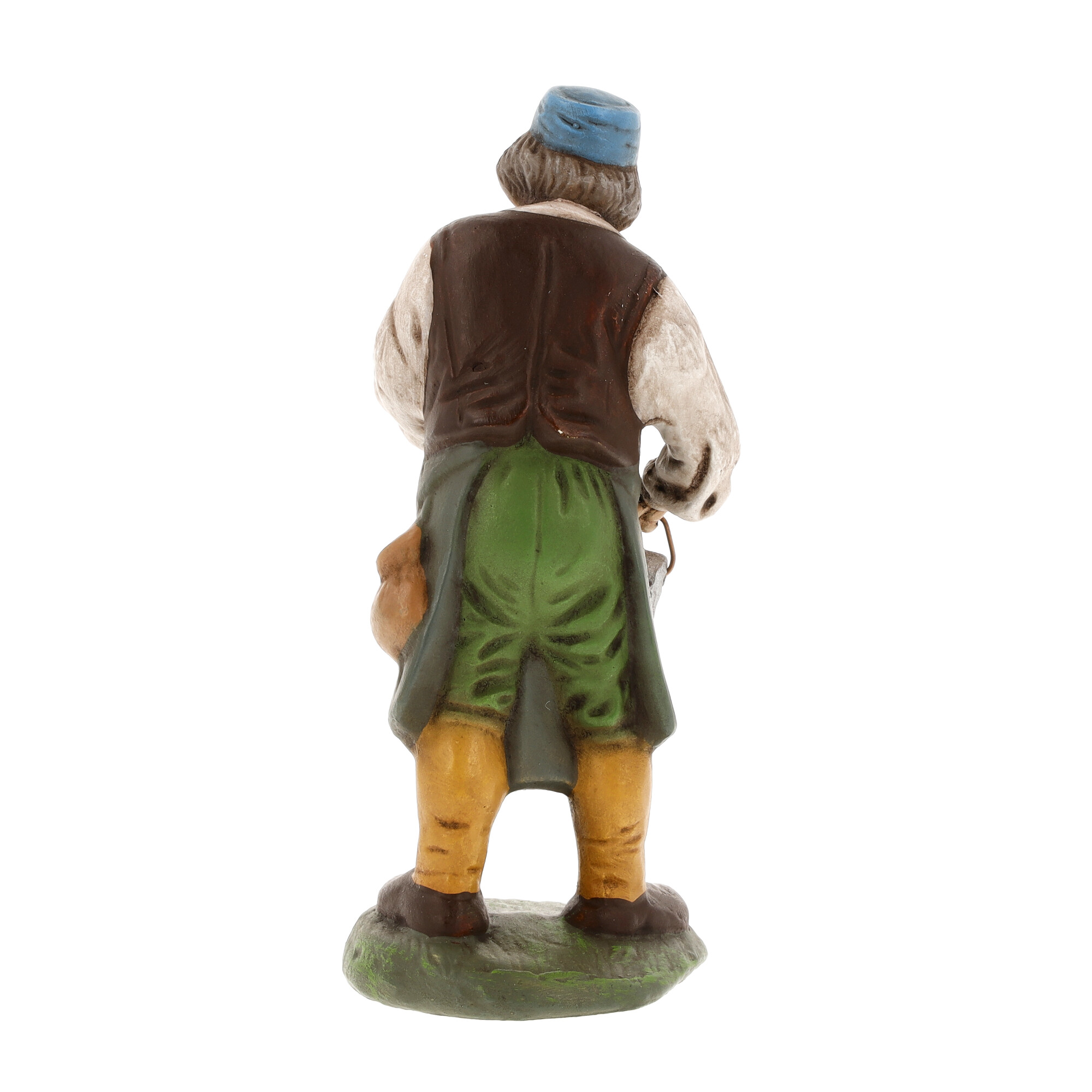 Dekofigur eines Bauern mit Krug und Eimer, Rückansicht