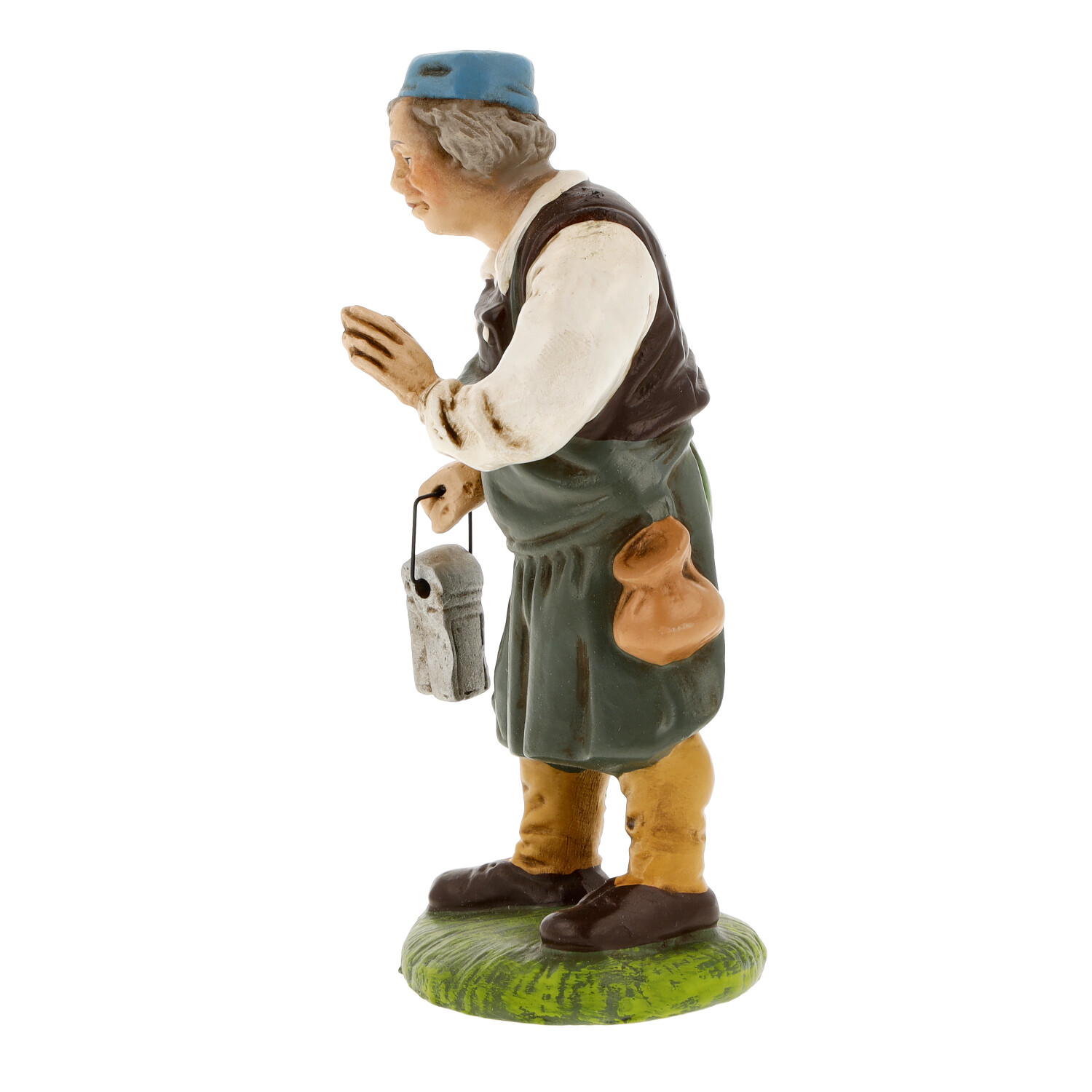 Krippenfigur: Wasserträger mit Eimer, handbemalte Figur