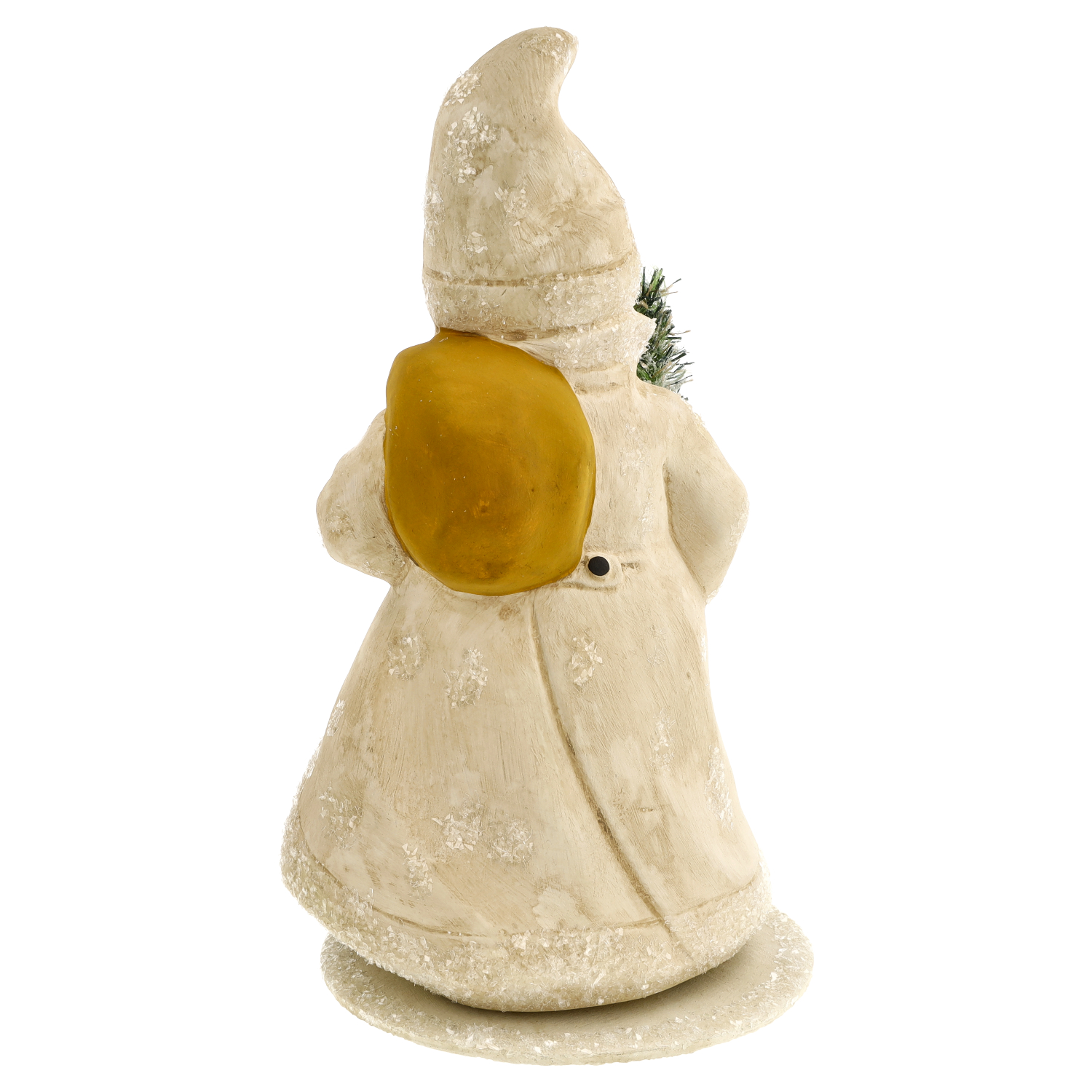 Weihnachtsfigur Weihnachtsmann mit Sack, creme, Rückseite
