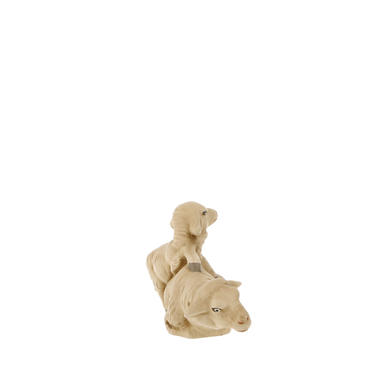 Keramikfigur Schaf mit Lamm, beige