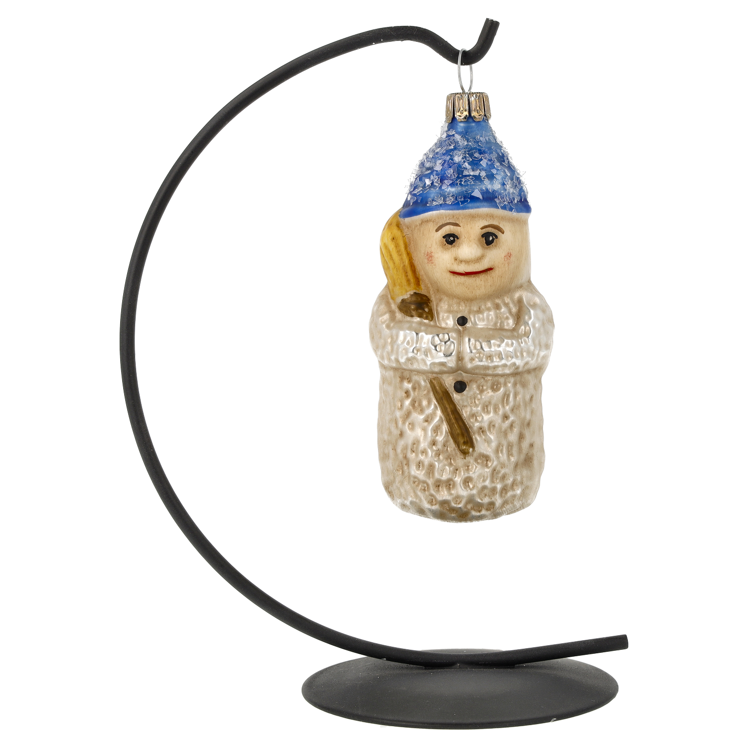 Marolin Glasornament: Schneekind mit Besen, patiniert