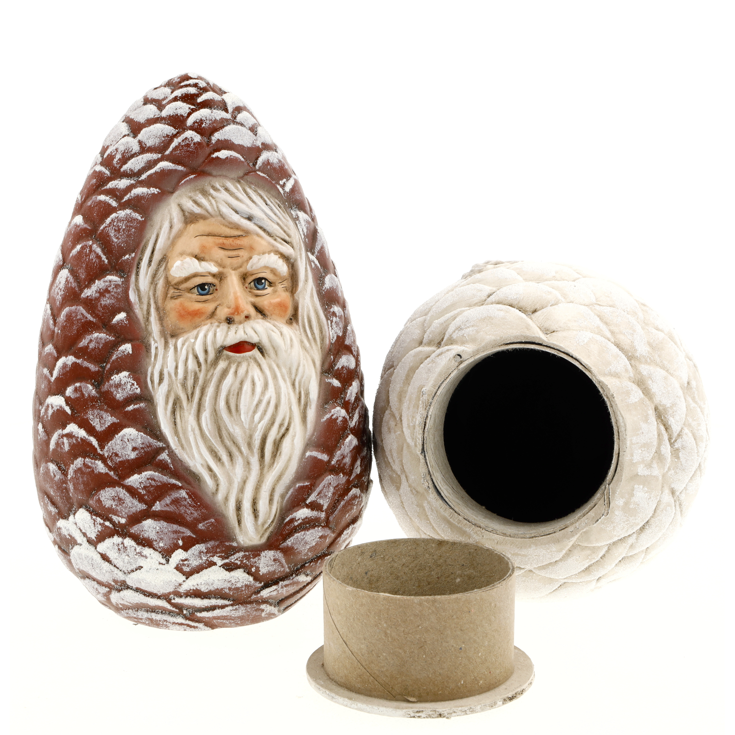 Bonbondose Tannenzapfen mit Weihnachtsmann, aufklappbar