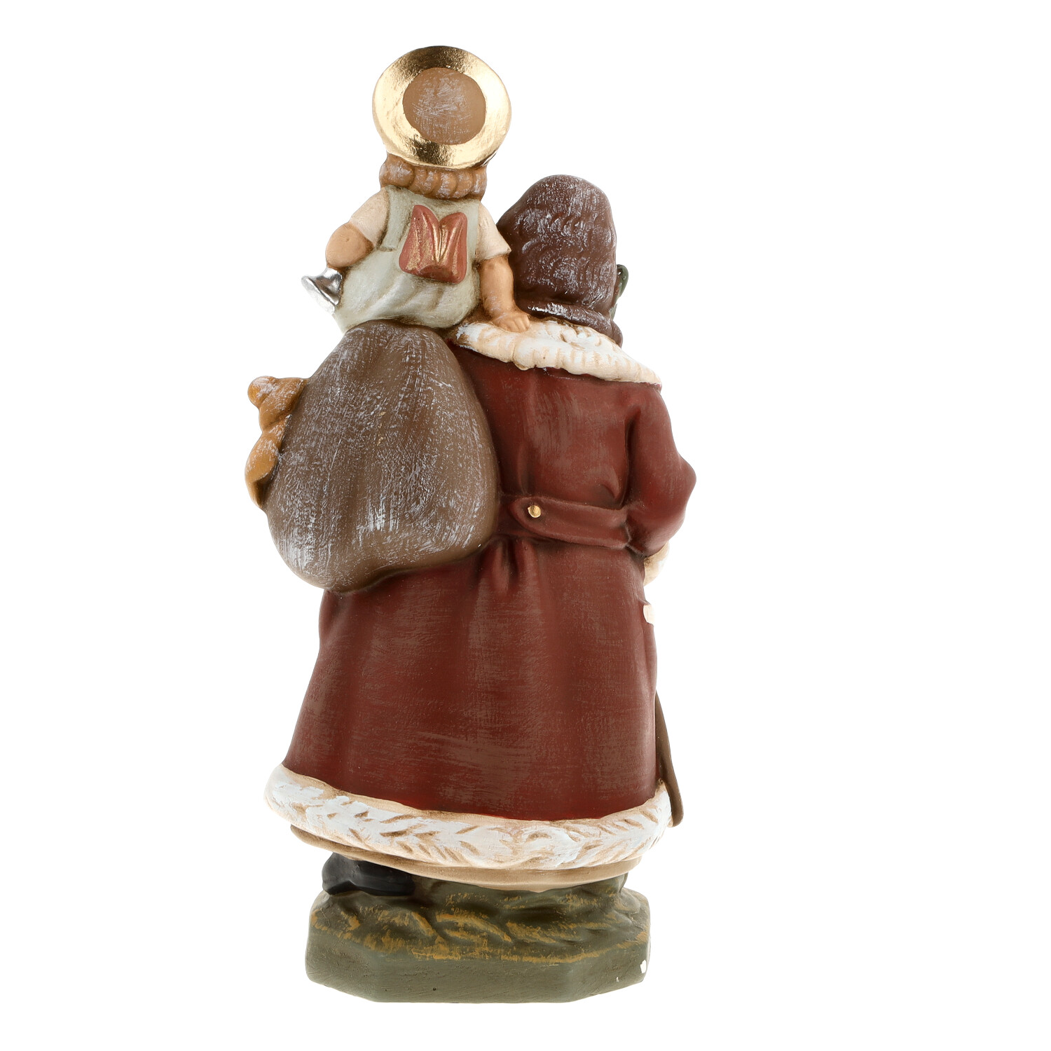 Dekofigur Nikolaus mit Engel und Geschenksack, hinten