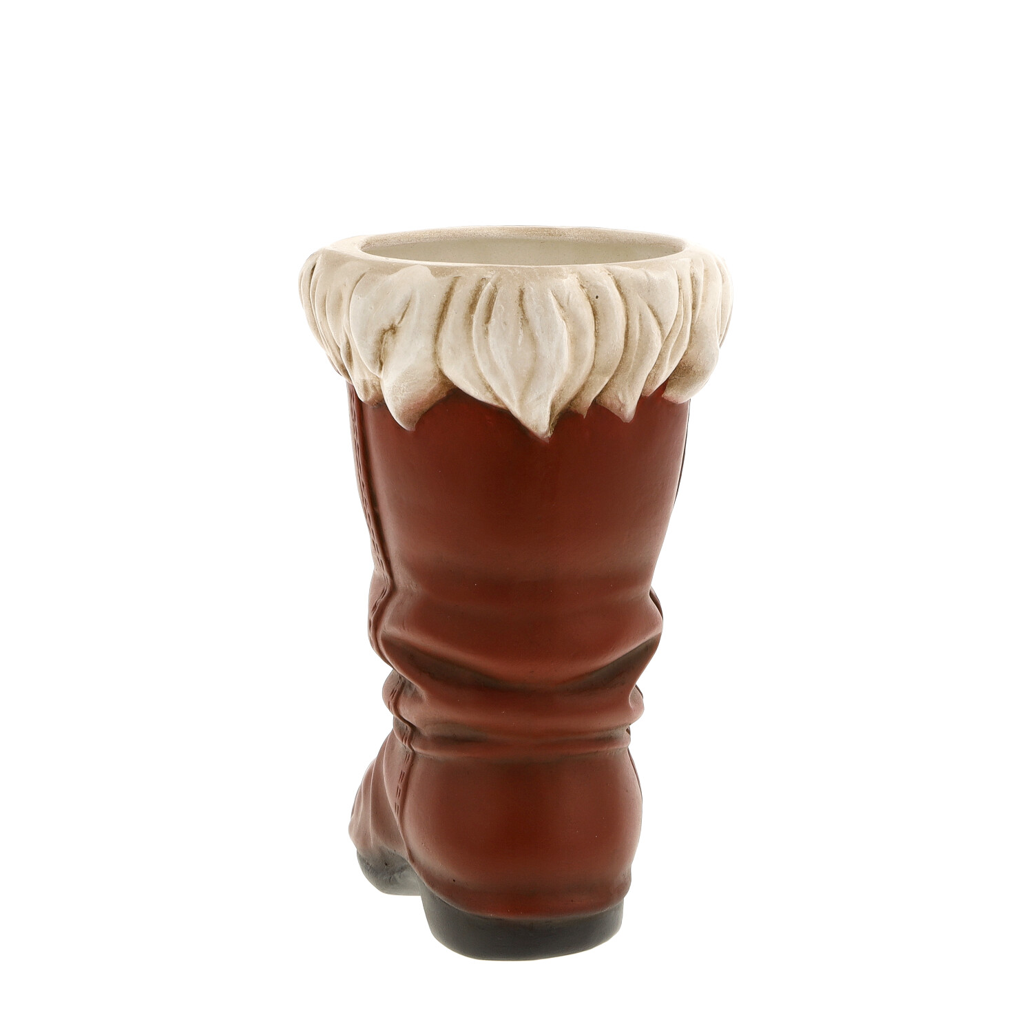 Nikolaus-Stiefel Übertopf aus Keramik, rot