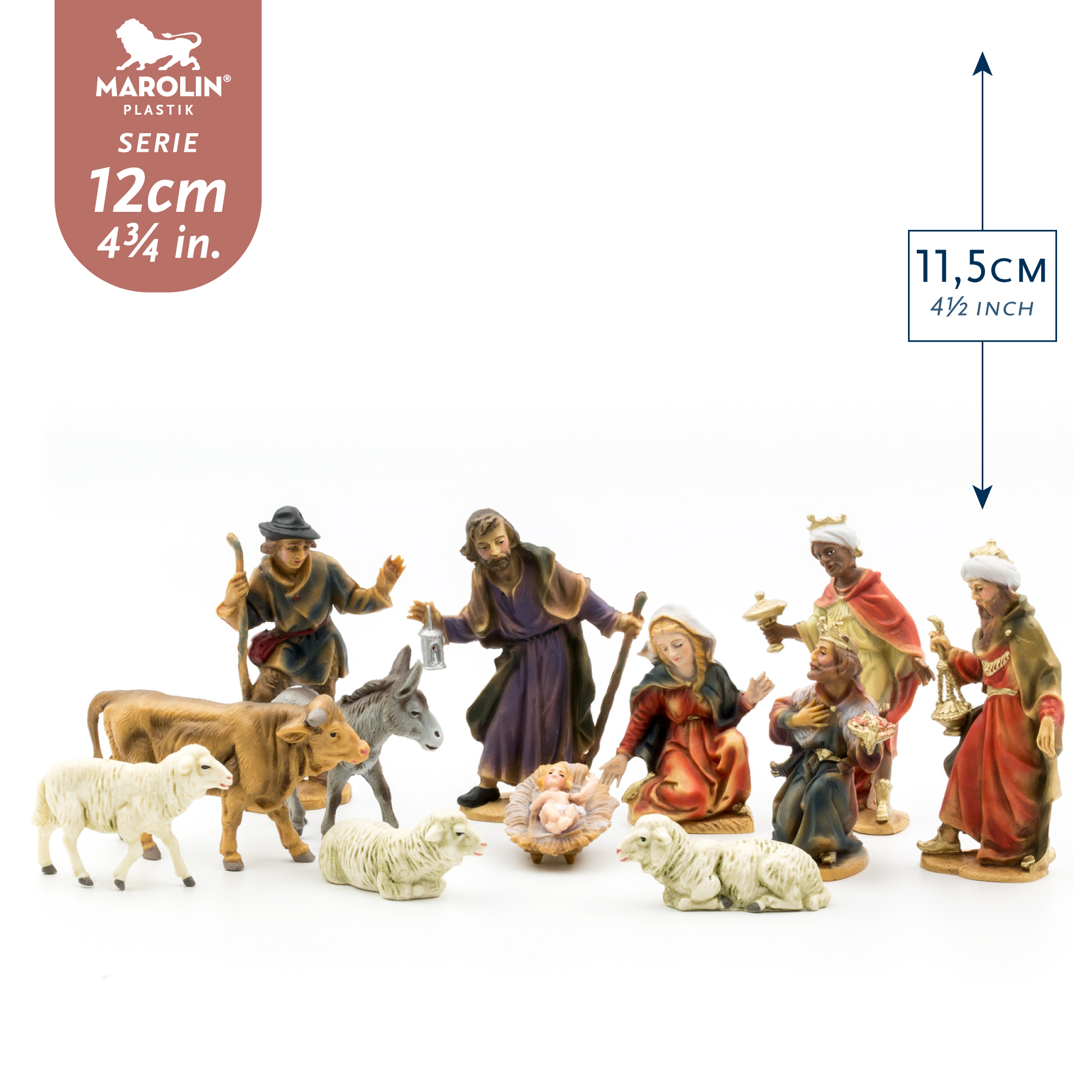Krippenfiguren Set mit 12 Figuren, zu 12cm Fig. (Kunststoff)