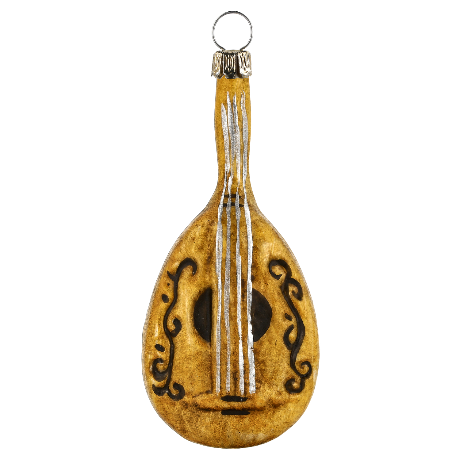 Goldenes Mandolinen-Ornament aus Glas für den Weihnachtsbaum