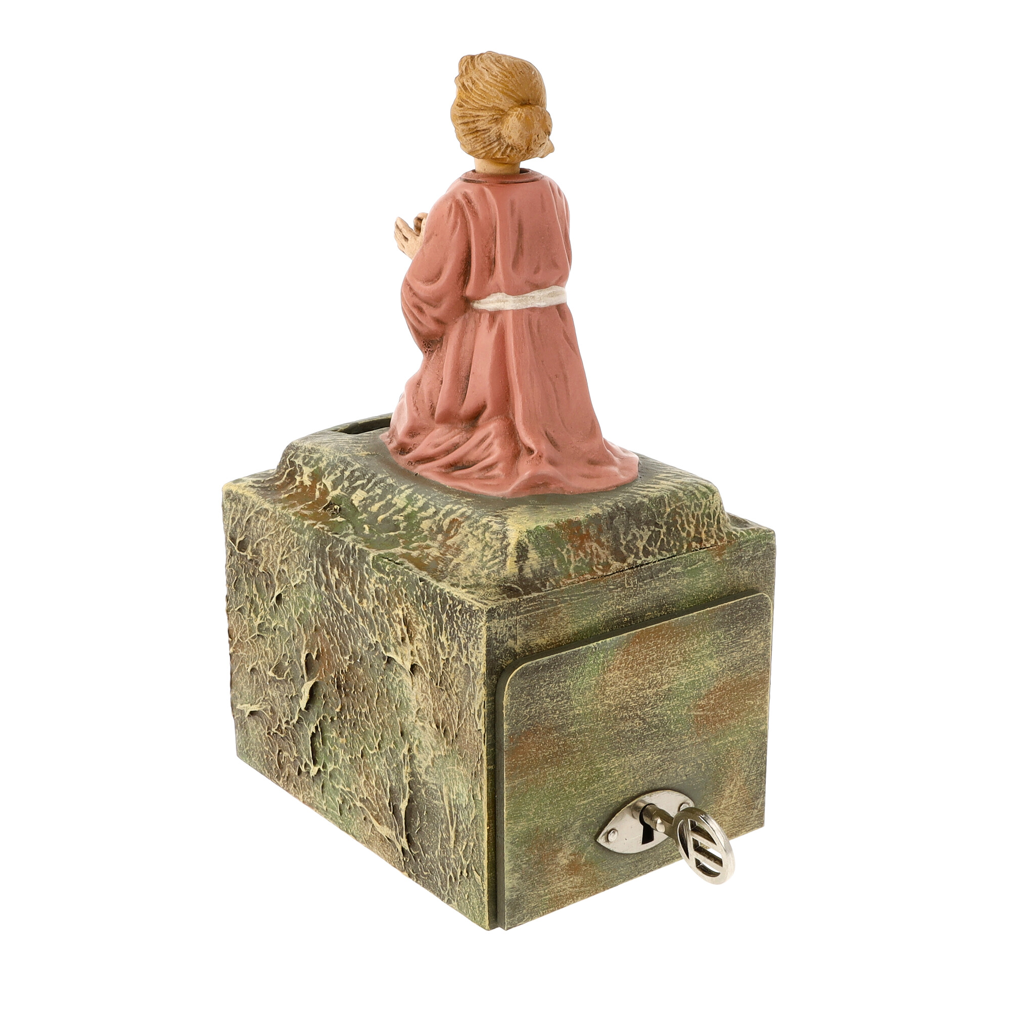 Mechanische Spardose mit kniender Figur, Vintage-Look