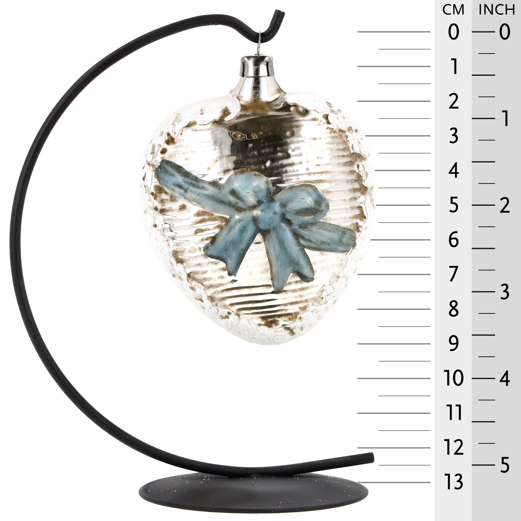 Herzanhänger aus Glas mit blauer Schleife, 13 cm