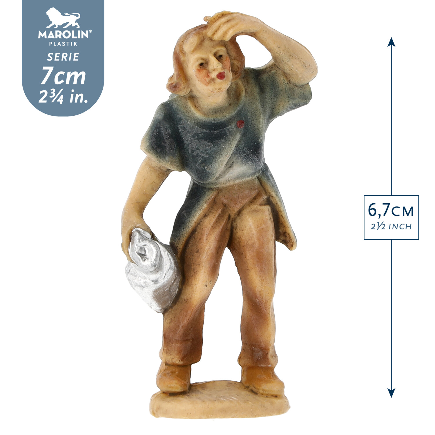 Krippenfigur Marolin Mann mit Bündel, 7 cm