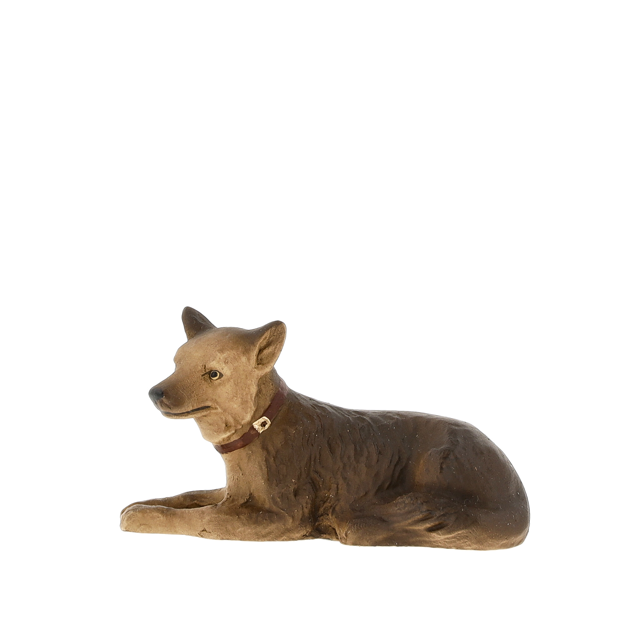 Liegender Hund als Dekofigur, braun