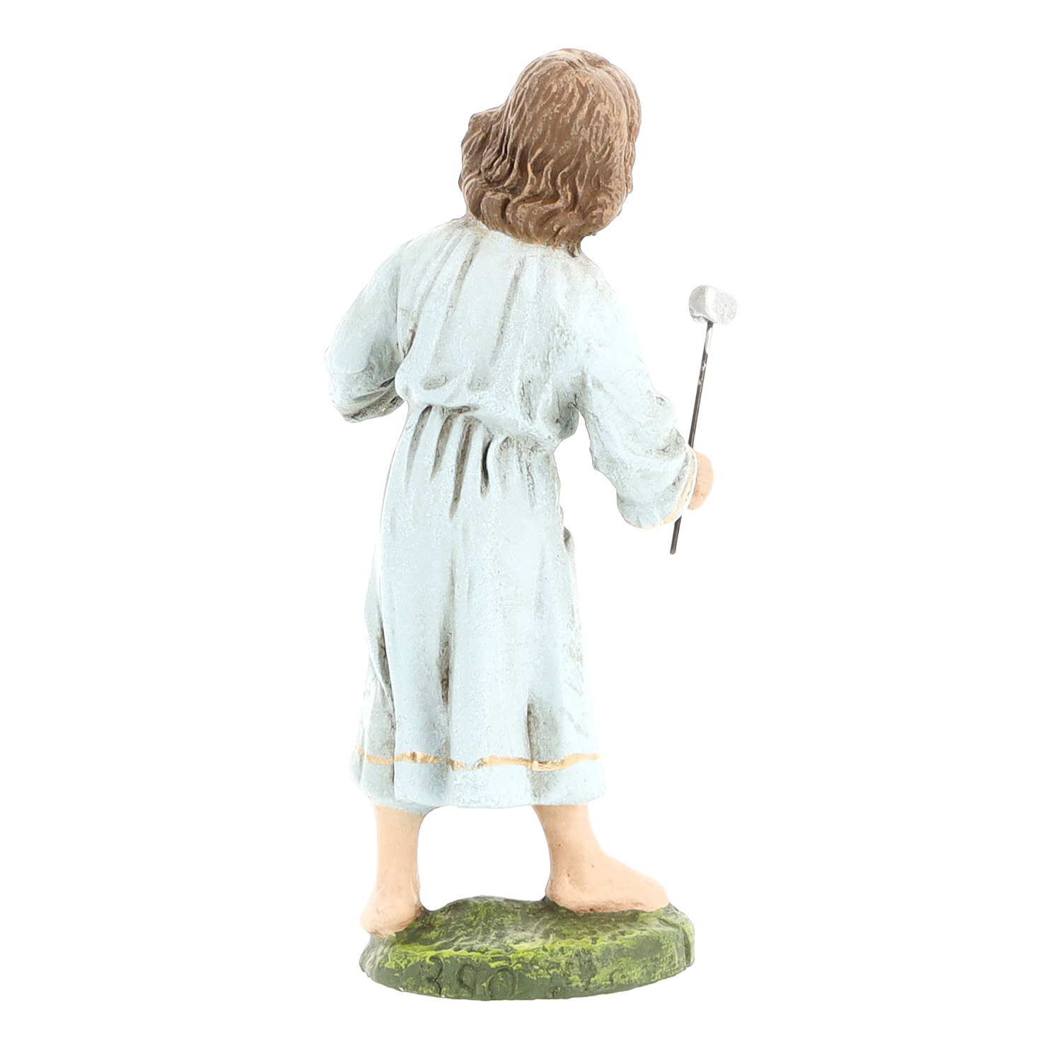 Rückansicht einer Krippenfigur, Hirte mit Stab
