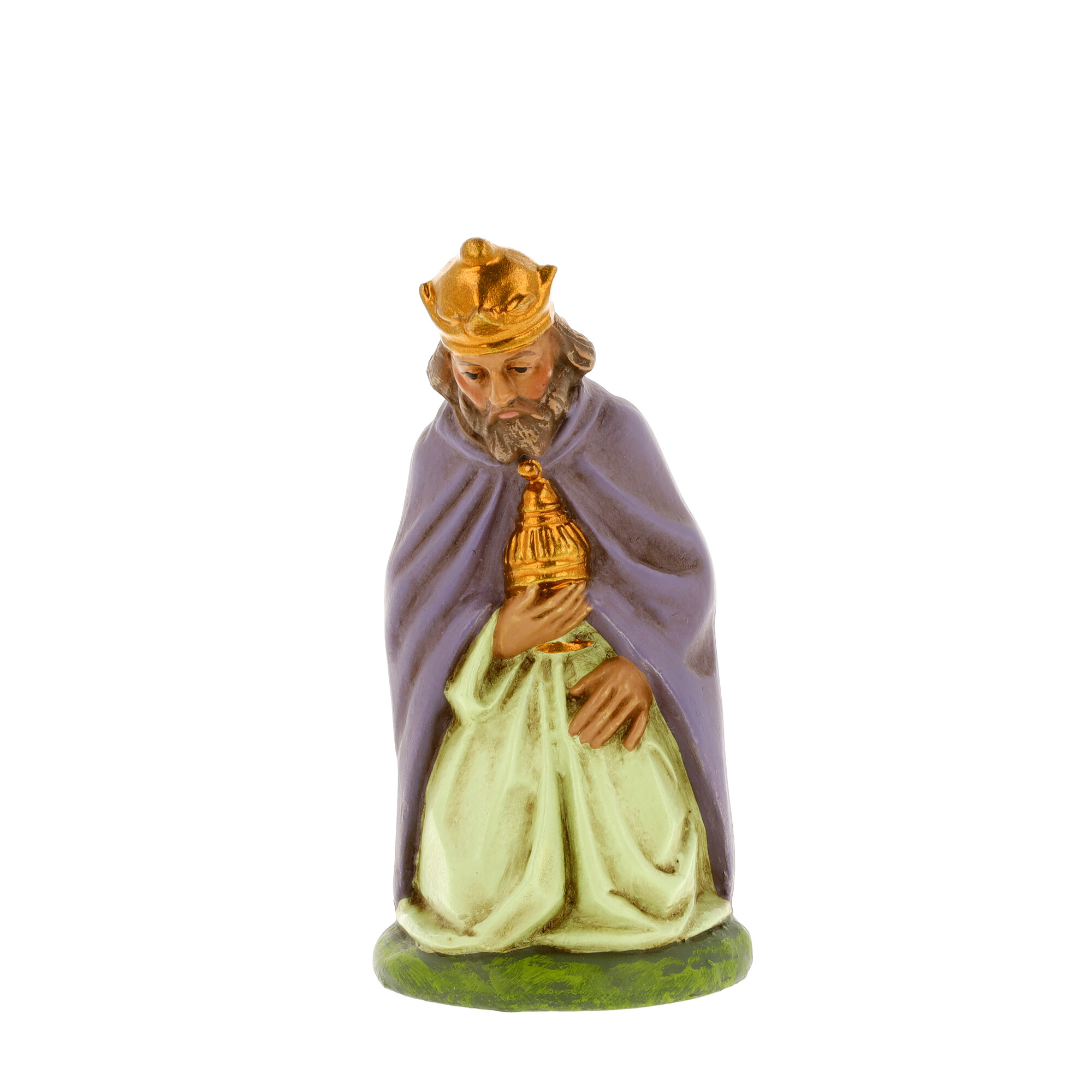 Krippenfigur Weiser König kniend mit Geschenk