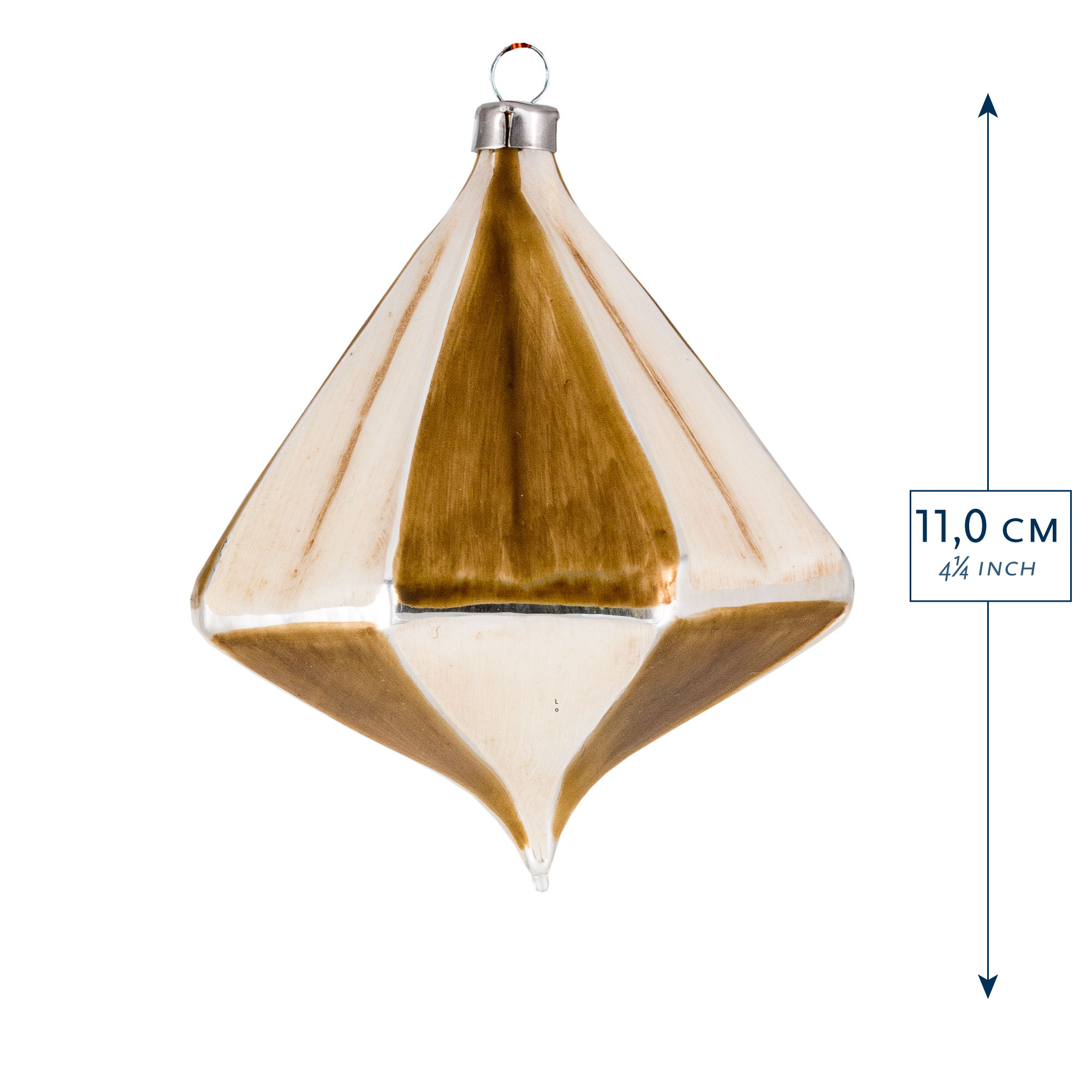 Diamantförmige Glas-Weihnachtskugel in Gold, 11 cm