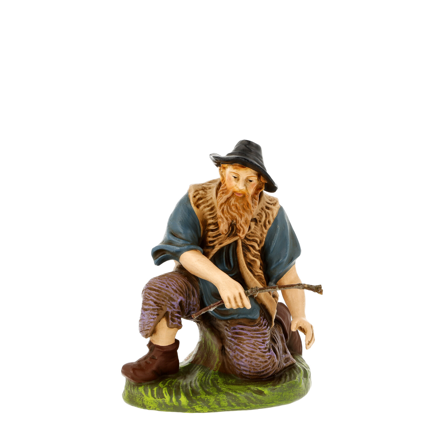 Hirte kniend mit Holz, zu 14cm - Marolin Krippenfigur - made in Germany