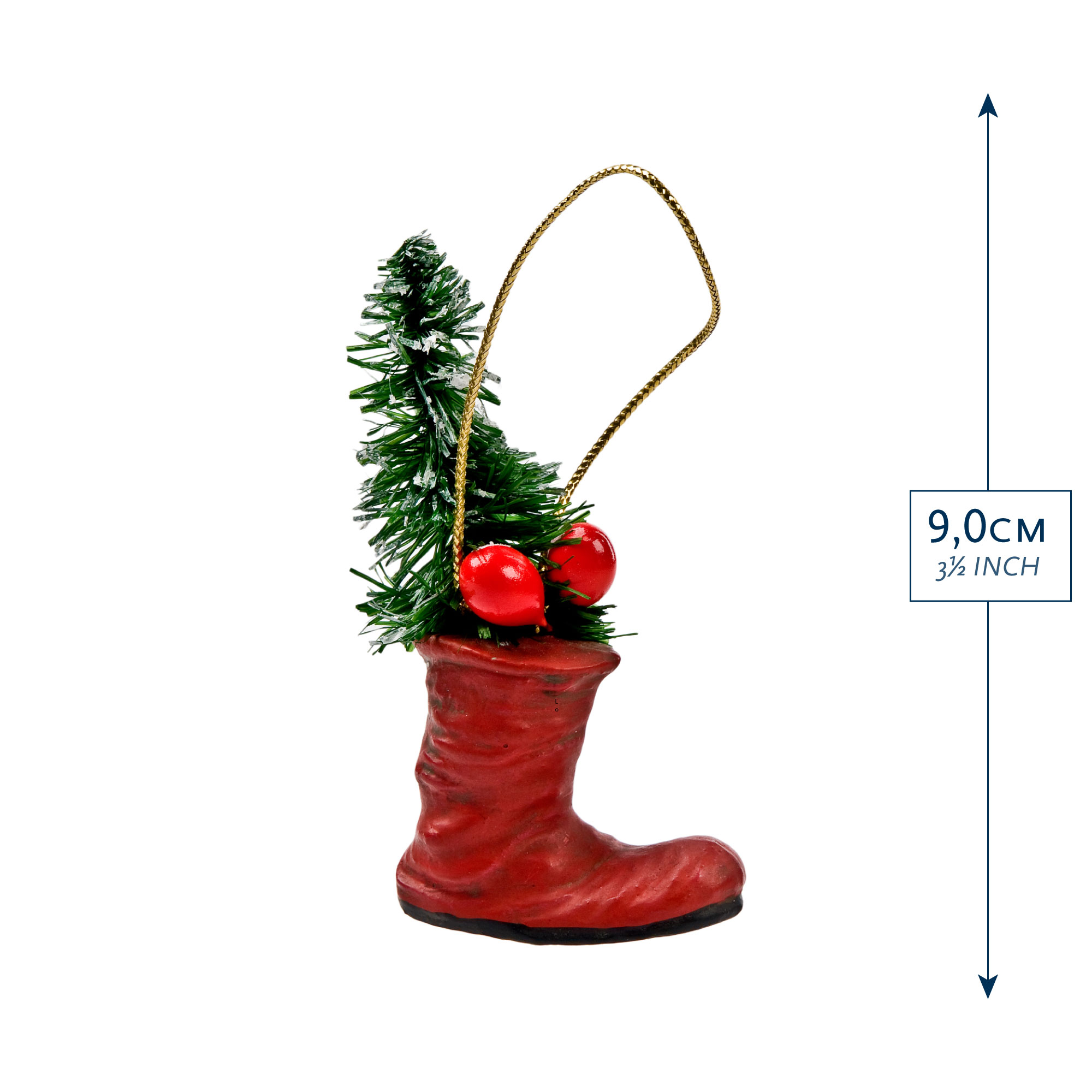 Baumbehang 'Stiefelchen mit Tannenbaum', rot