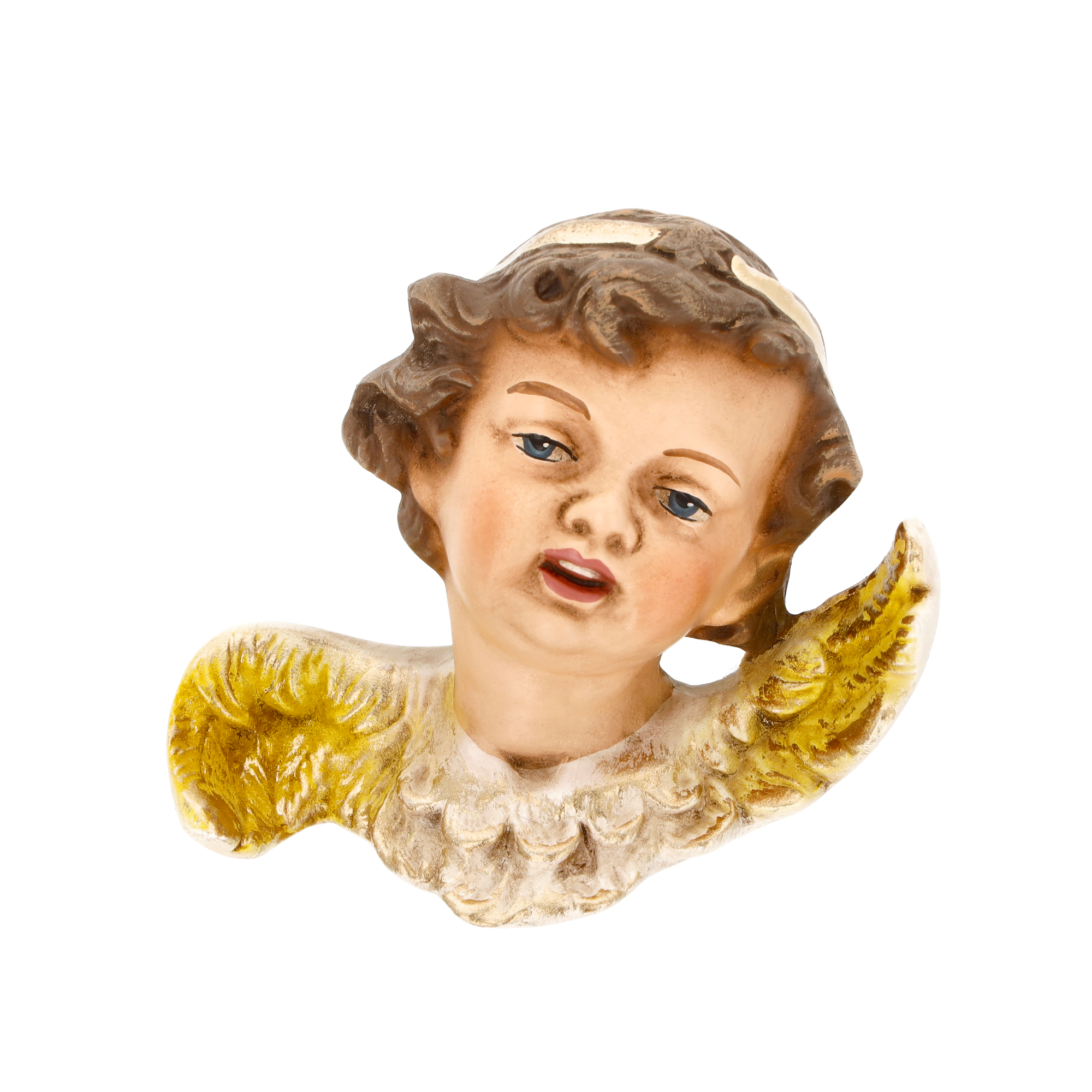 Engel-Büste Figur mit goldenen Flügeln, handbemalt
