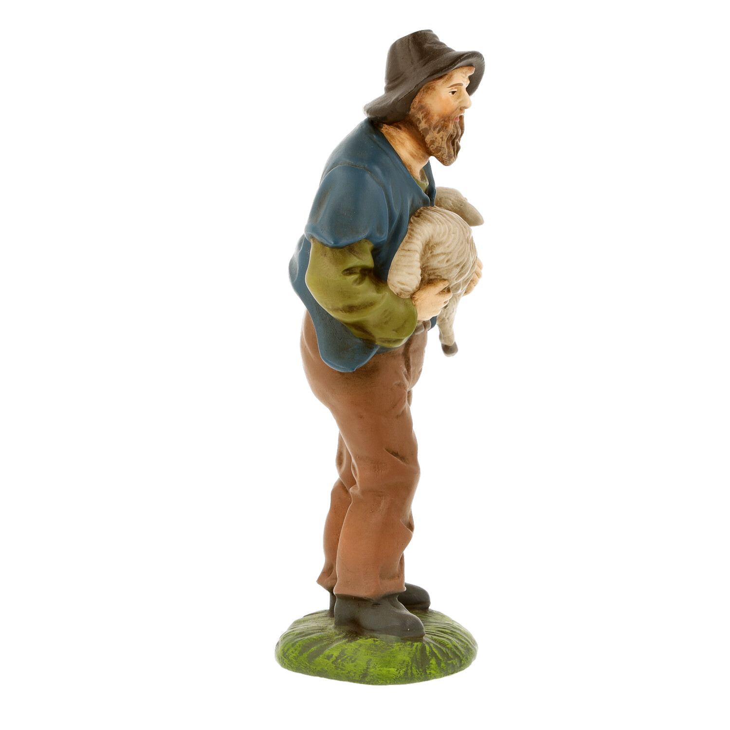 Schäfer-Figur mit Lamm für Weihnachtskrippe