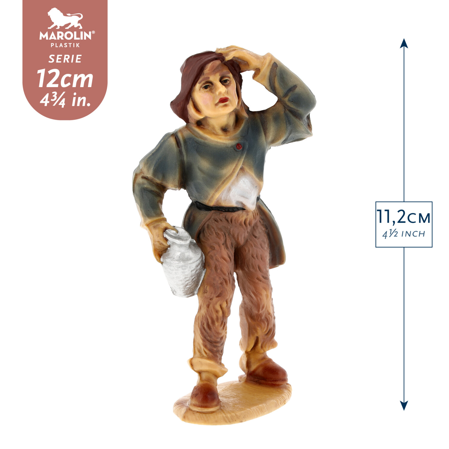 Krippenfigur Hirte mit Krug von Marolin, 12 cm