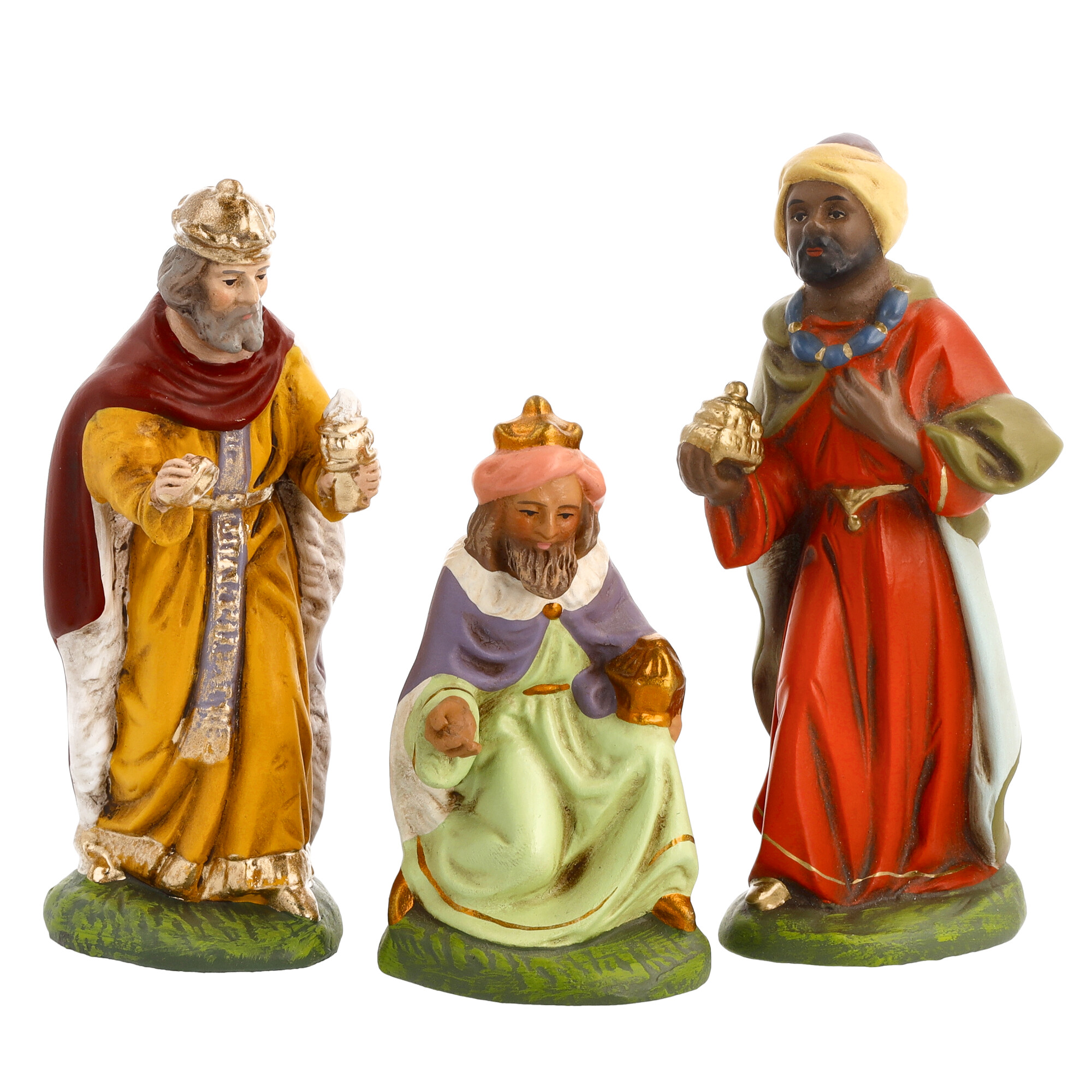 Heilige Drei Könige Krippenfiguren, handbemalt, 3er-Set