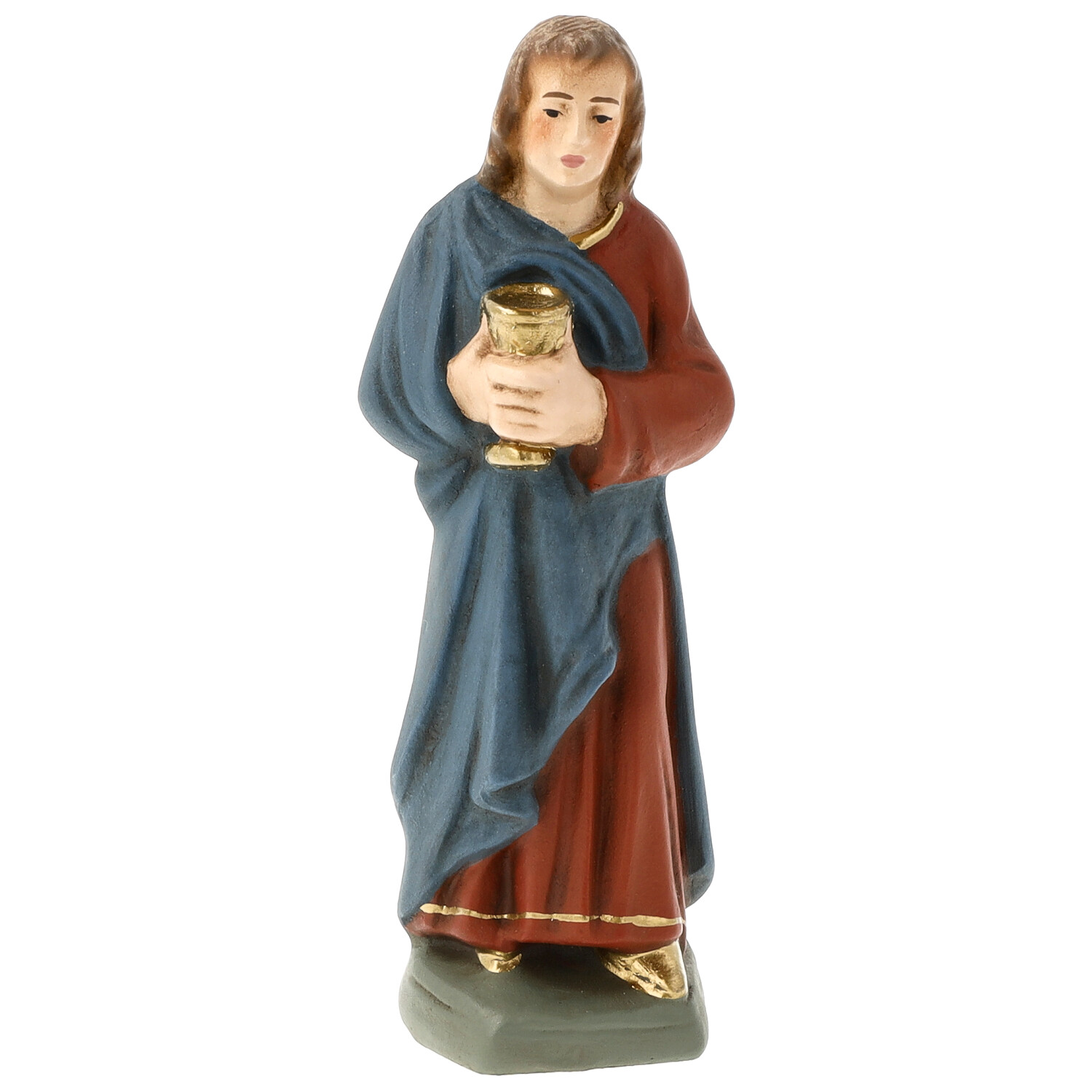 Handbemalte Krippenfigur mit goldenem Kelch