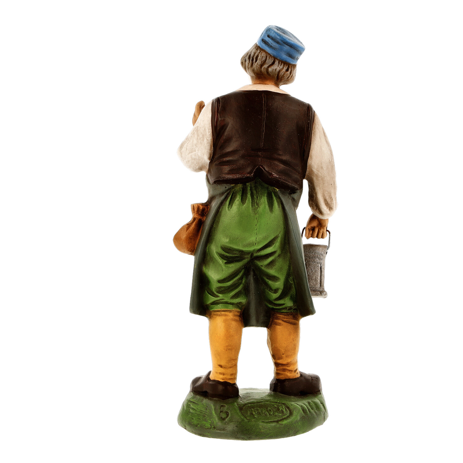 Handbemalte Bauernfigur mit Bierkrug, Rückansicht