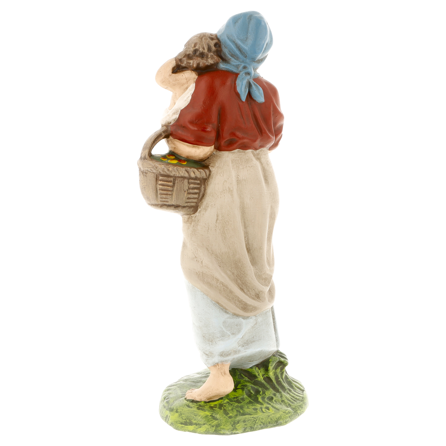 Handbemalte Bauernfrau-Figur mit Obstkorb
