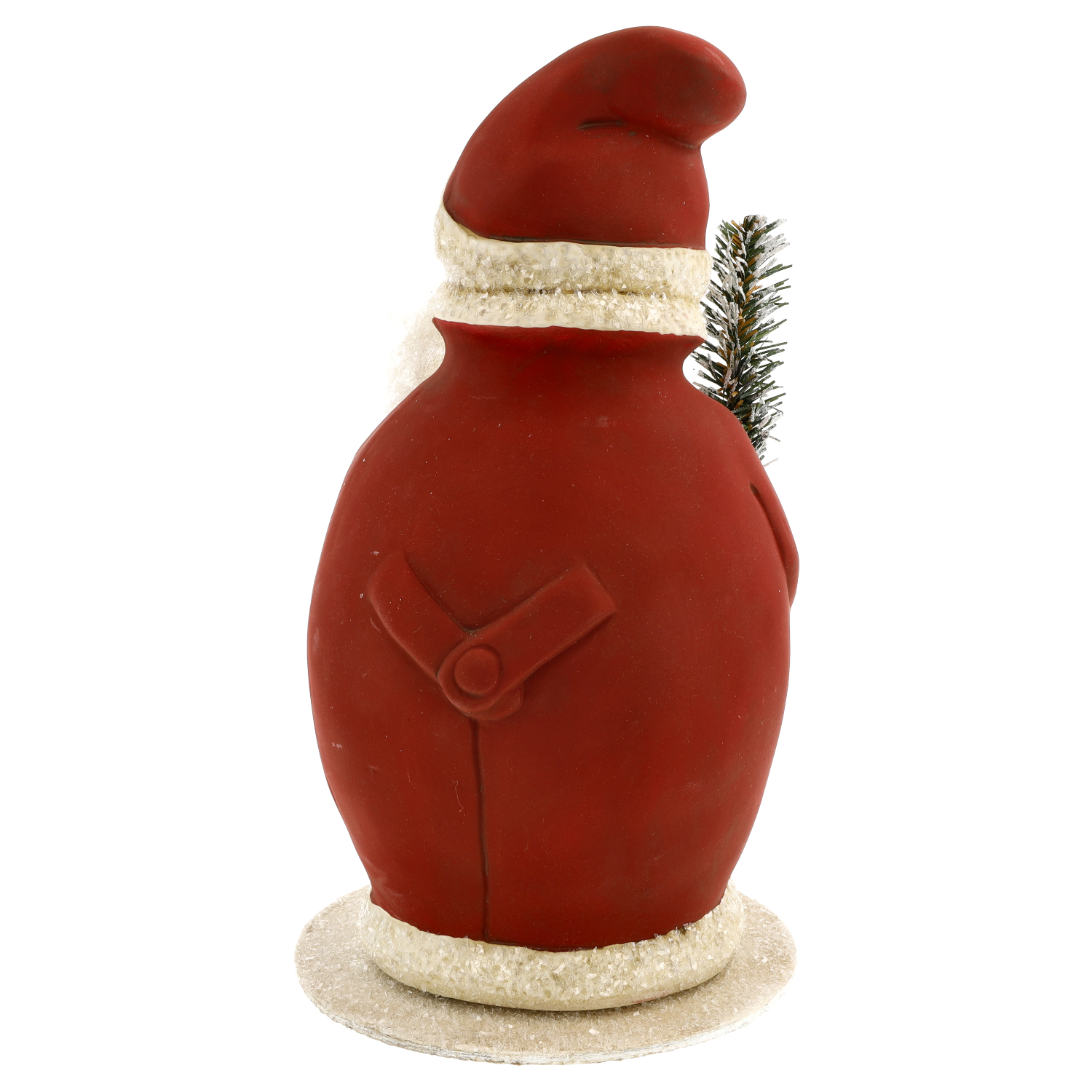 Weihnachtsmann Dekofigur aus Keramik, rot, Rückansicht