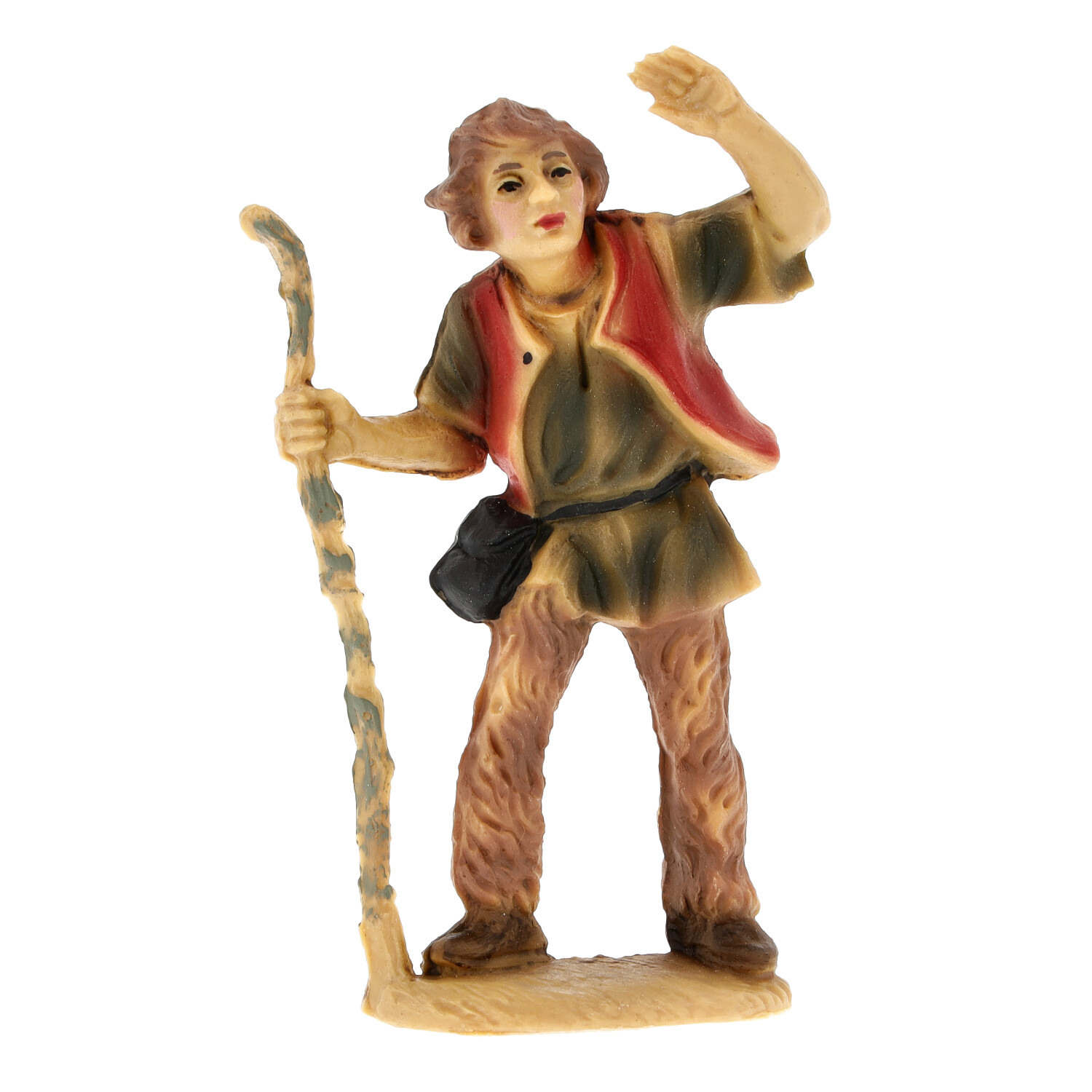 Hirtenfigur mit Gehstock für Weihnachtskrippe