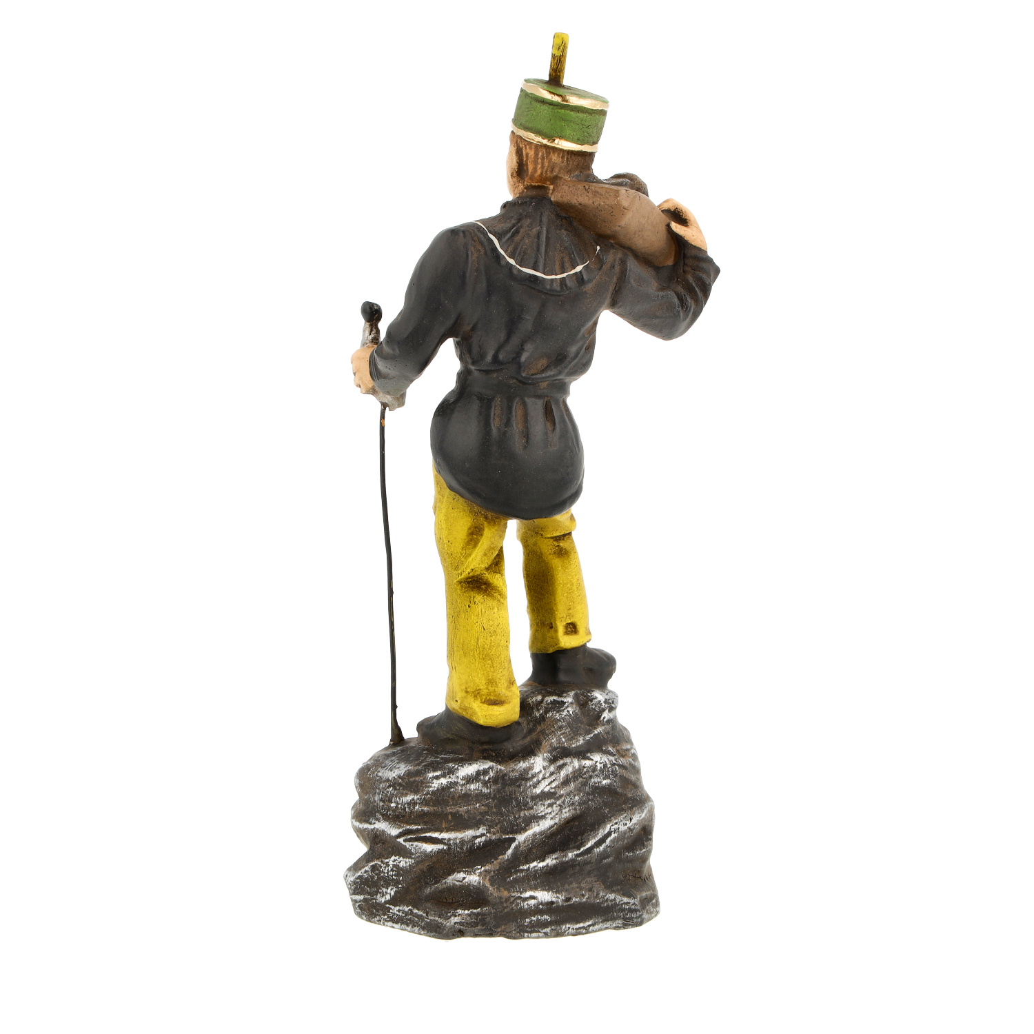 Handbemalte Bergsteiger-Figur mit Pickel und Stock